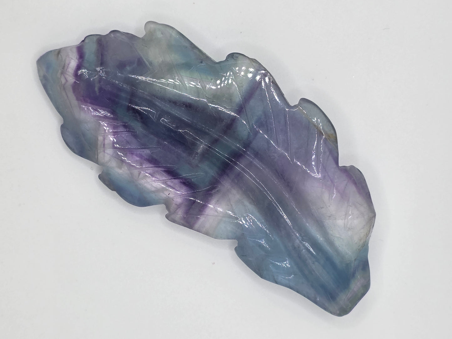 ๐ฎ Rainbow Fluorite Feather Carving โ Intuitive Focus (4.3" x 2")