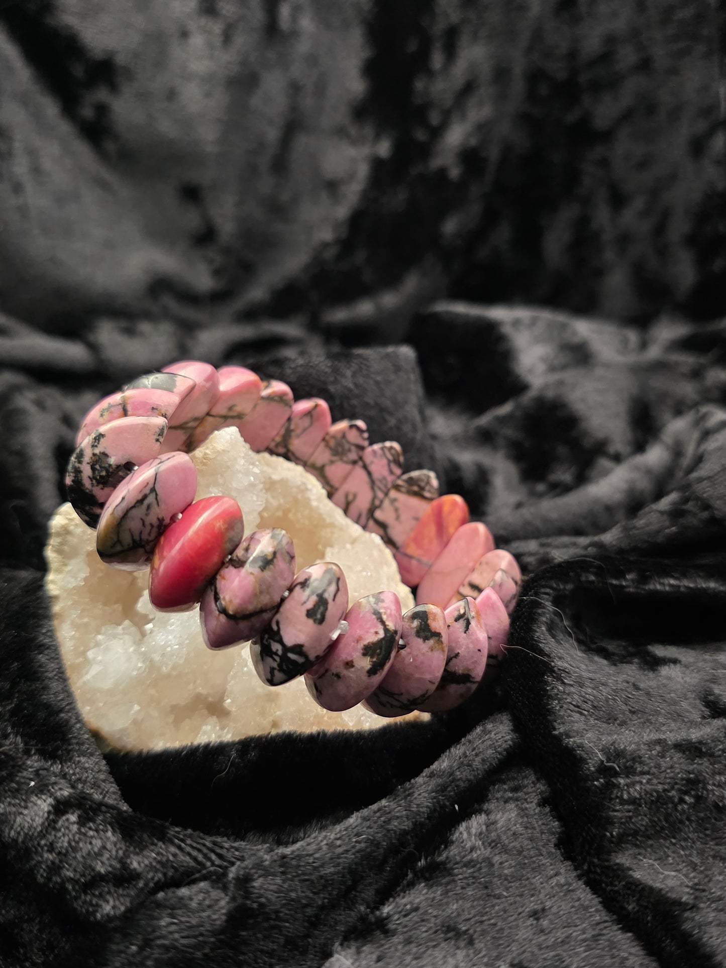 ๐ท Rhodonite Soft Bangle Bracelet โ Heart & Healing (Soft Bangle)