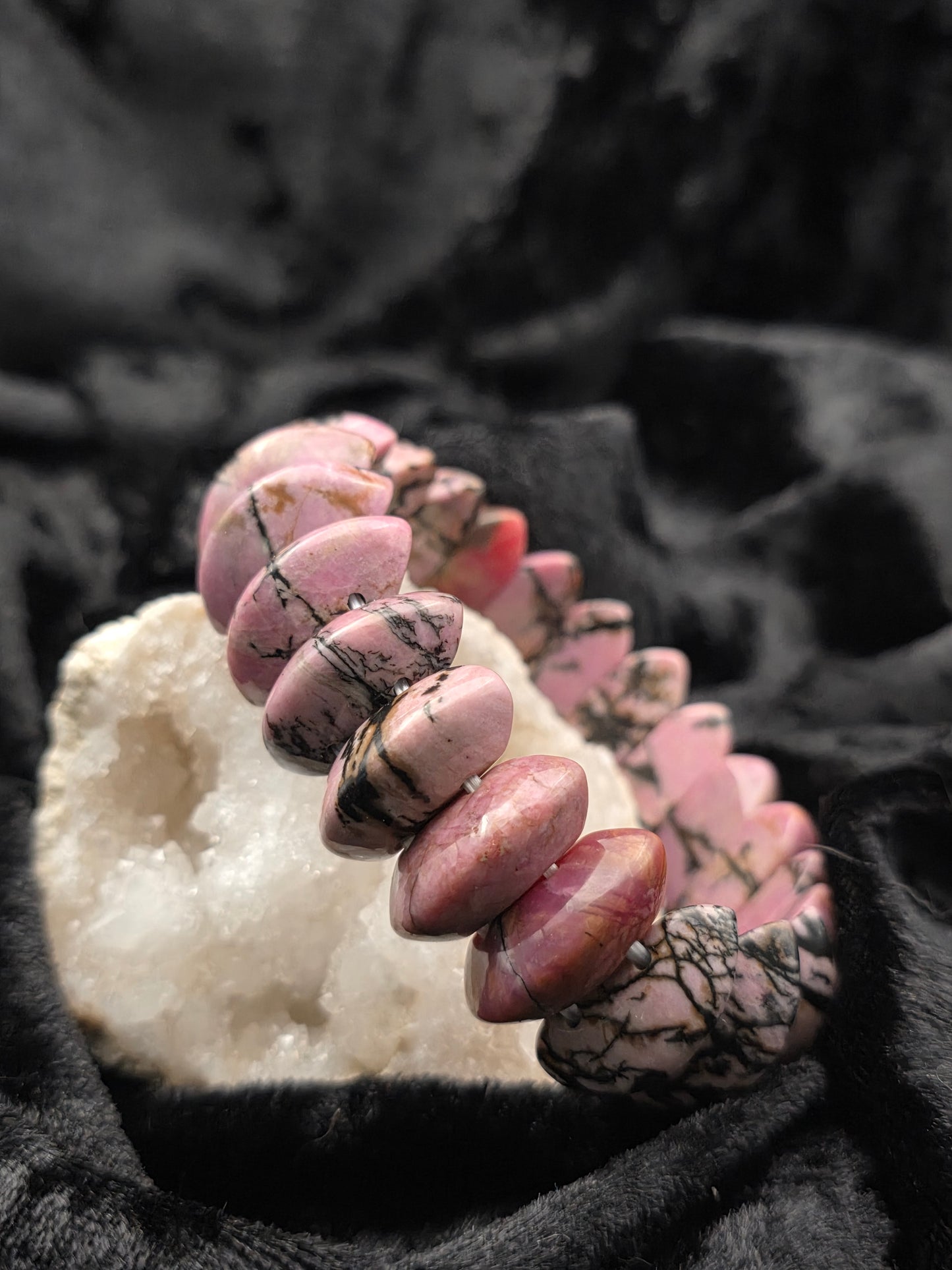 ๐ท Rhodonite Soft Bangle Bracelet โ Heart & Healing (Soft Bangle)