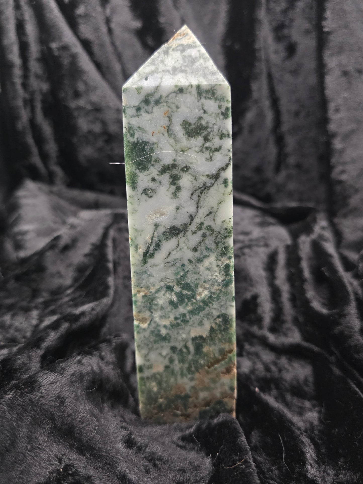 ๐ฟ Moss Agate Tower โ Rooted Growth (6.5 in)