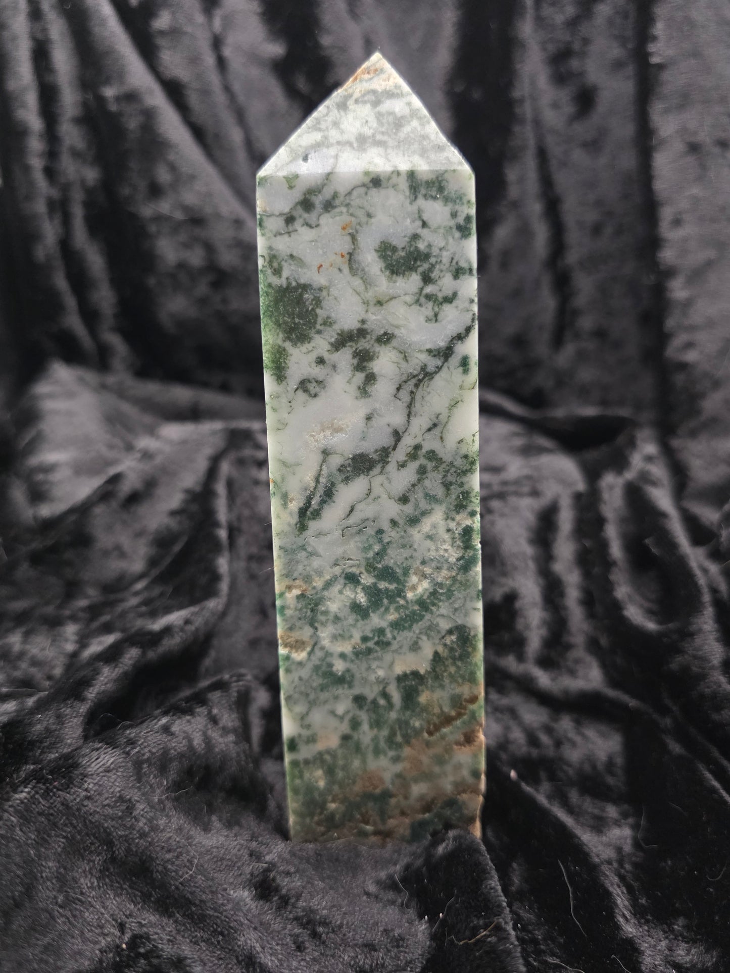 ๐ฟ Moss Agate Tower โ Rooted Growth (6.5 in)