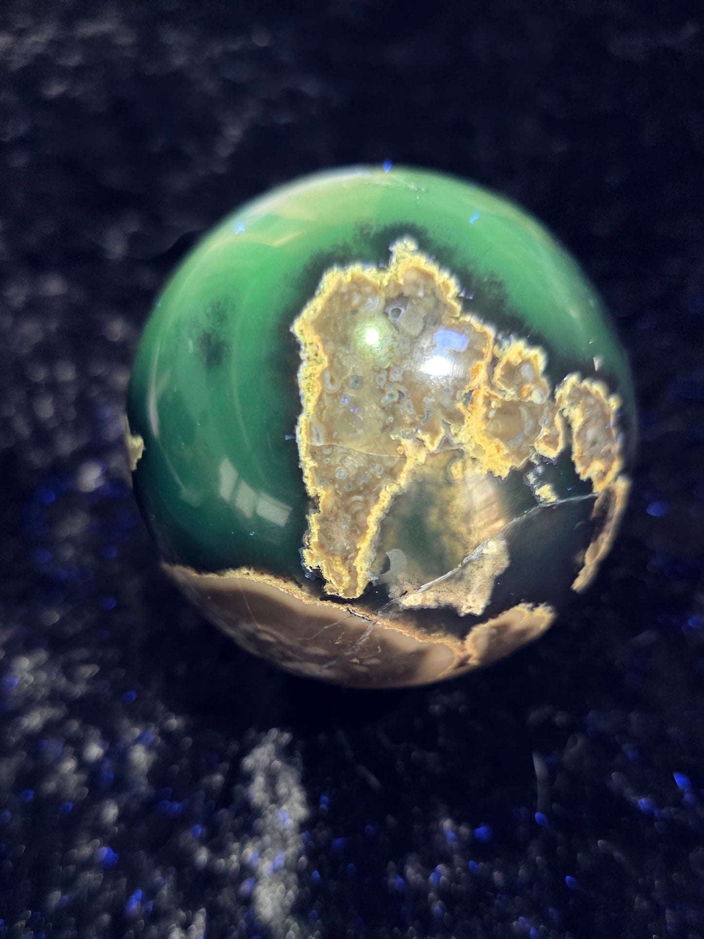 ๐ฎ Volcano Agate Sphere with Druzy Pocket & UV Glow | 2.9"