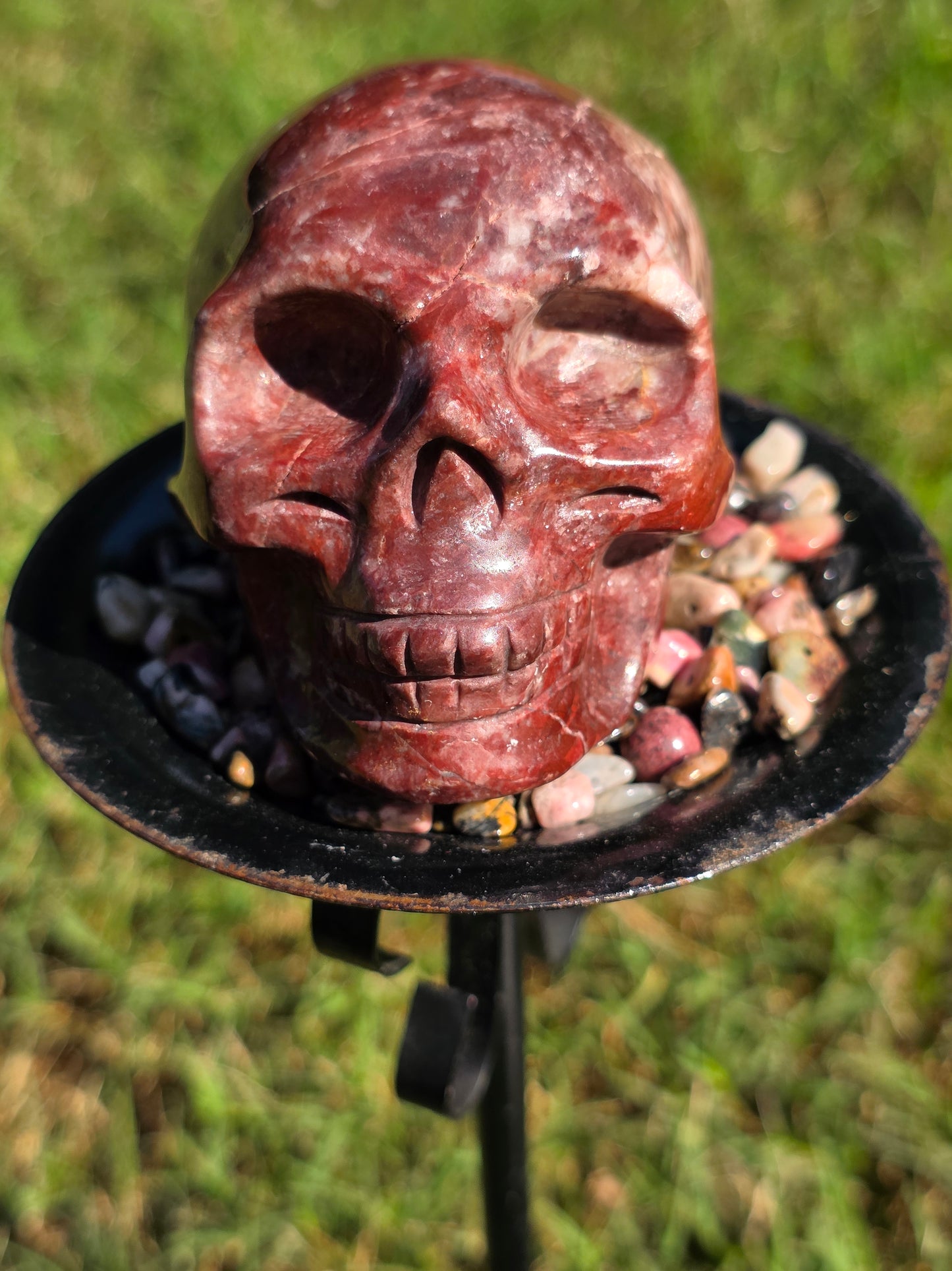 ❤️ Red Ocean Jasper Skull – Flame of the Earth (approx. 3.25 in)