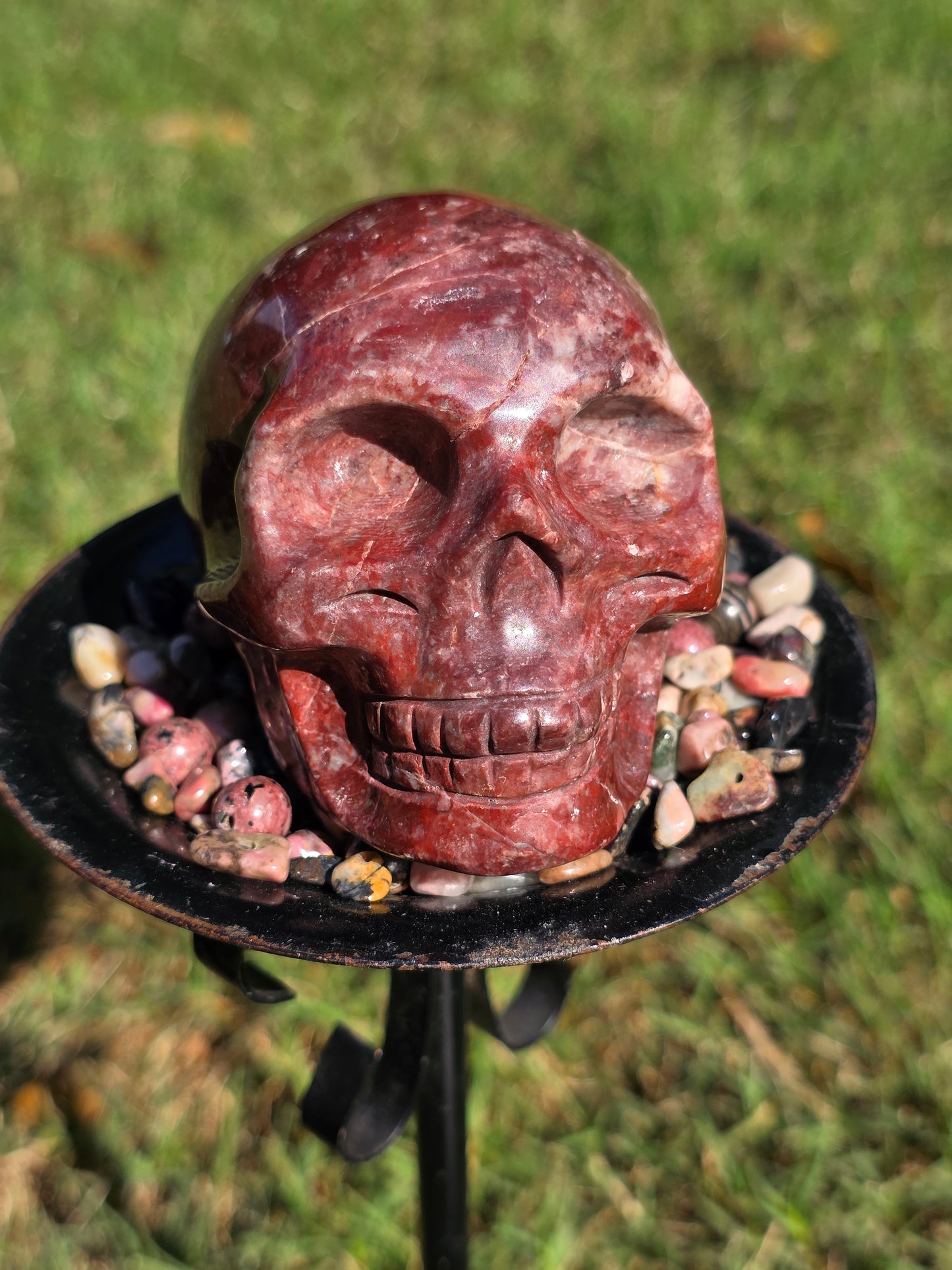 ❤️ Red Ocean Jasper Skull – Flame of the Earth (approx. 3.25 in)