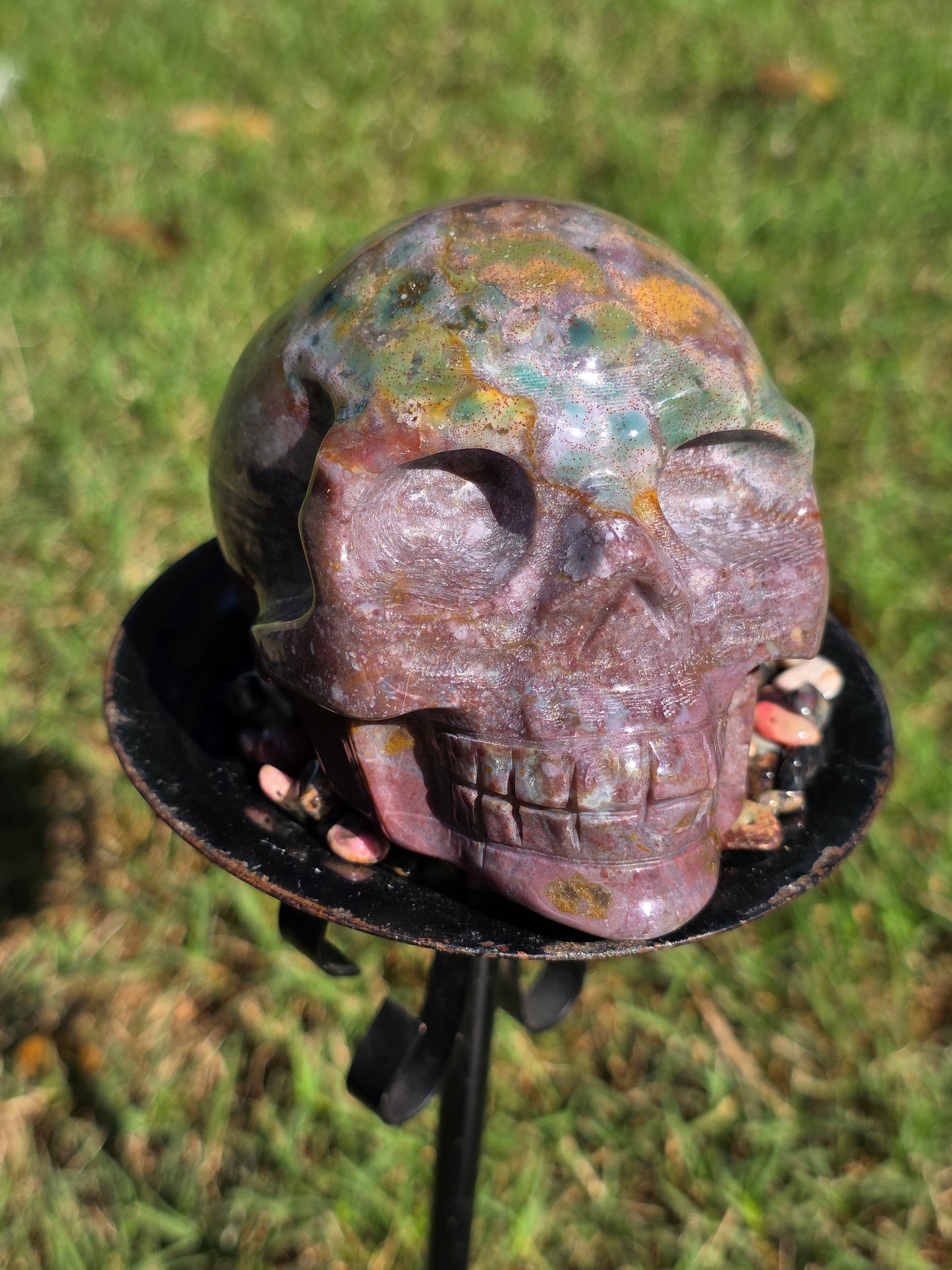 🌊 Ocean Jasper Skull – Earth’s Mosaic (approx. 3.75 in)