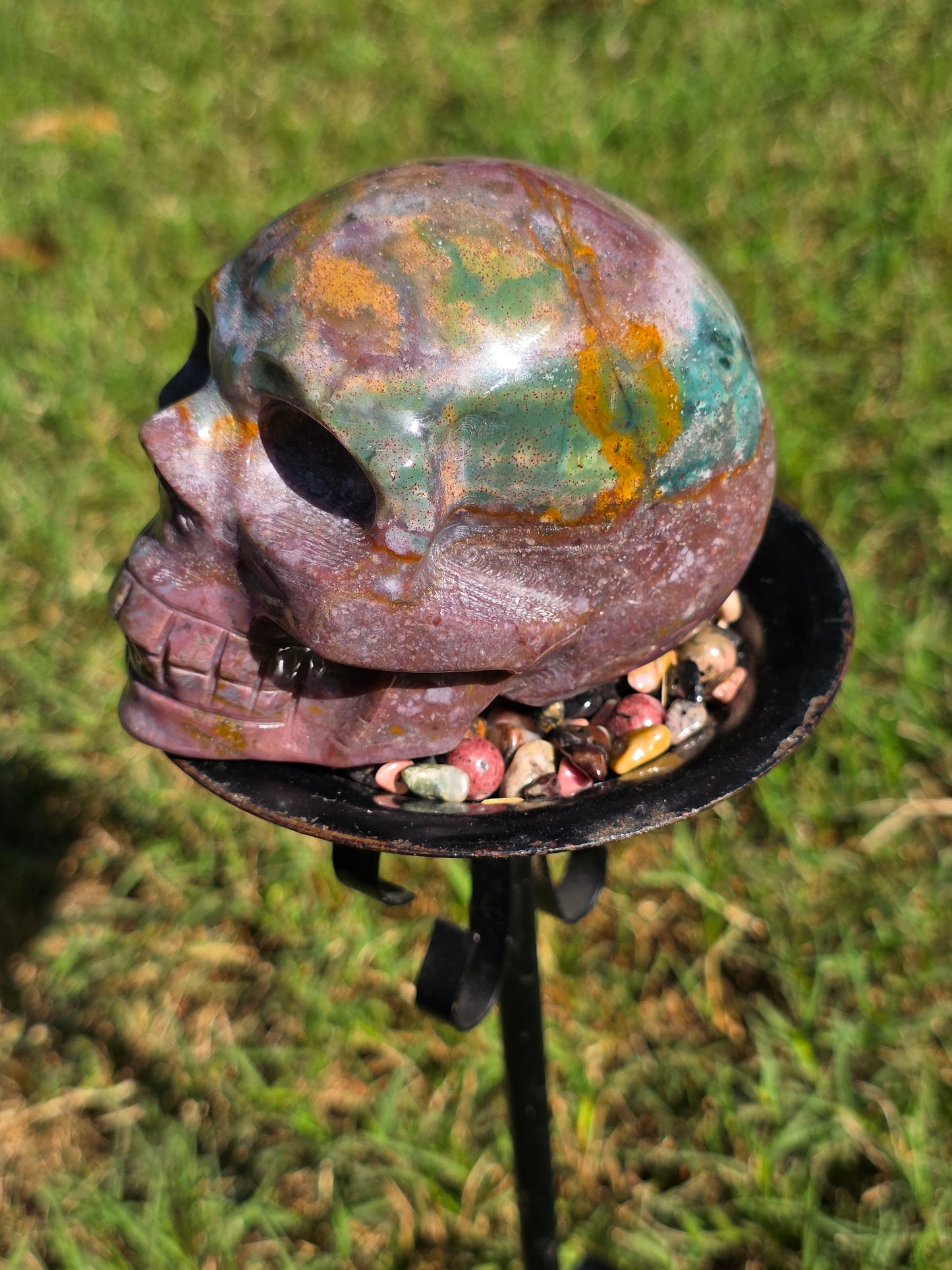 🌊 Ocean Jasper Skull – Earth’s Mosaic (approx. 3.75 in)