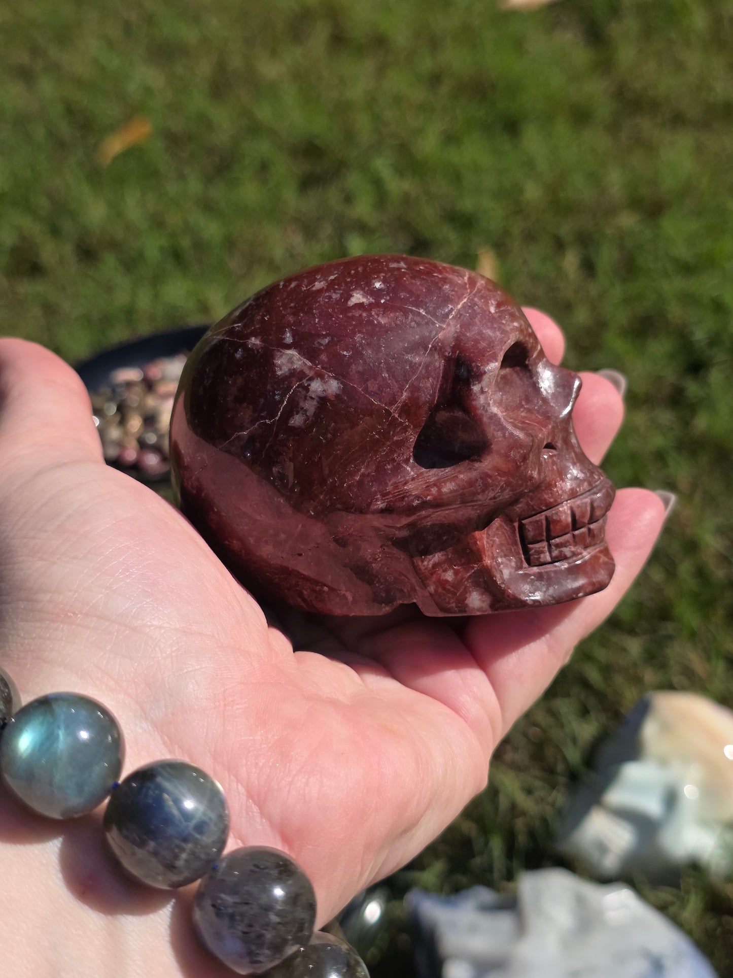 ❤️ Red Ocean Jasper Skull – Flame of the Earth (approx. 3.25 in)