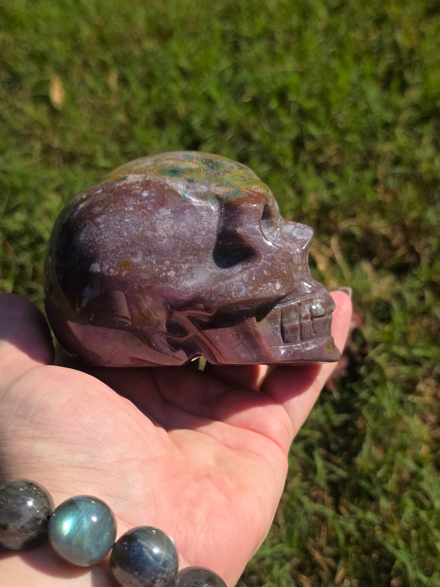 🌊 Ocean Jasper Skull – Earth’s Mosaic (approx. 3.75 in)