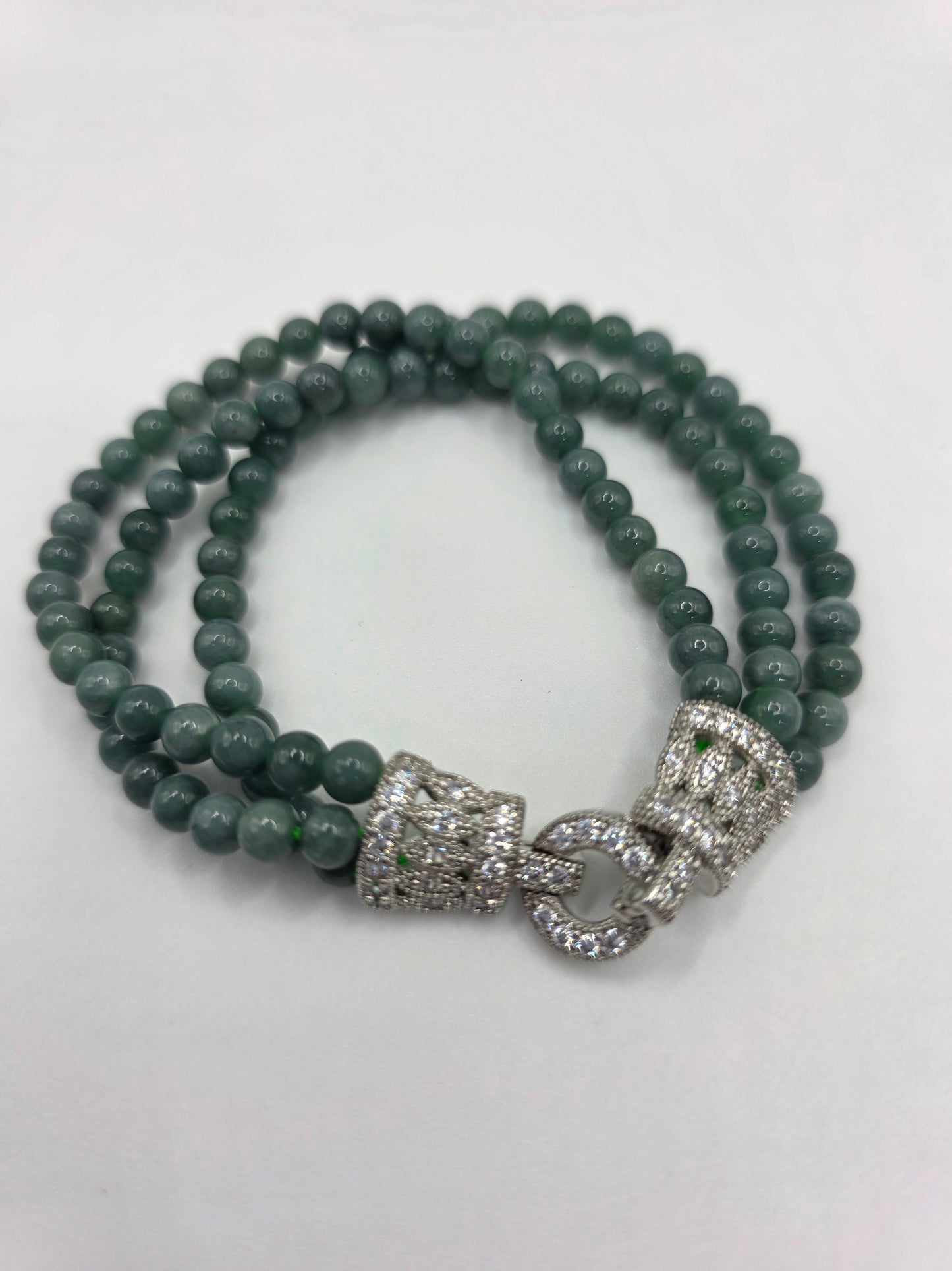 ๐ง Blue Water Jade Triple Strand Bracelet โ Ocean Flow (5mm)