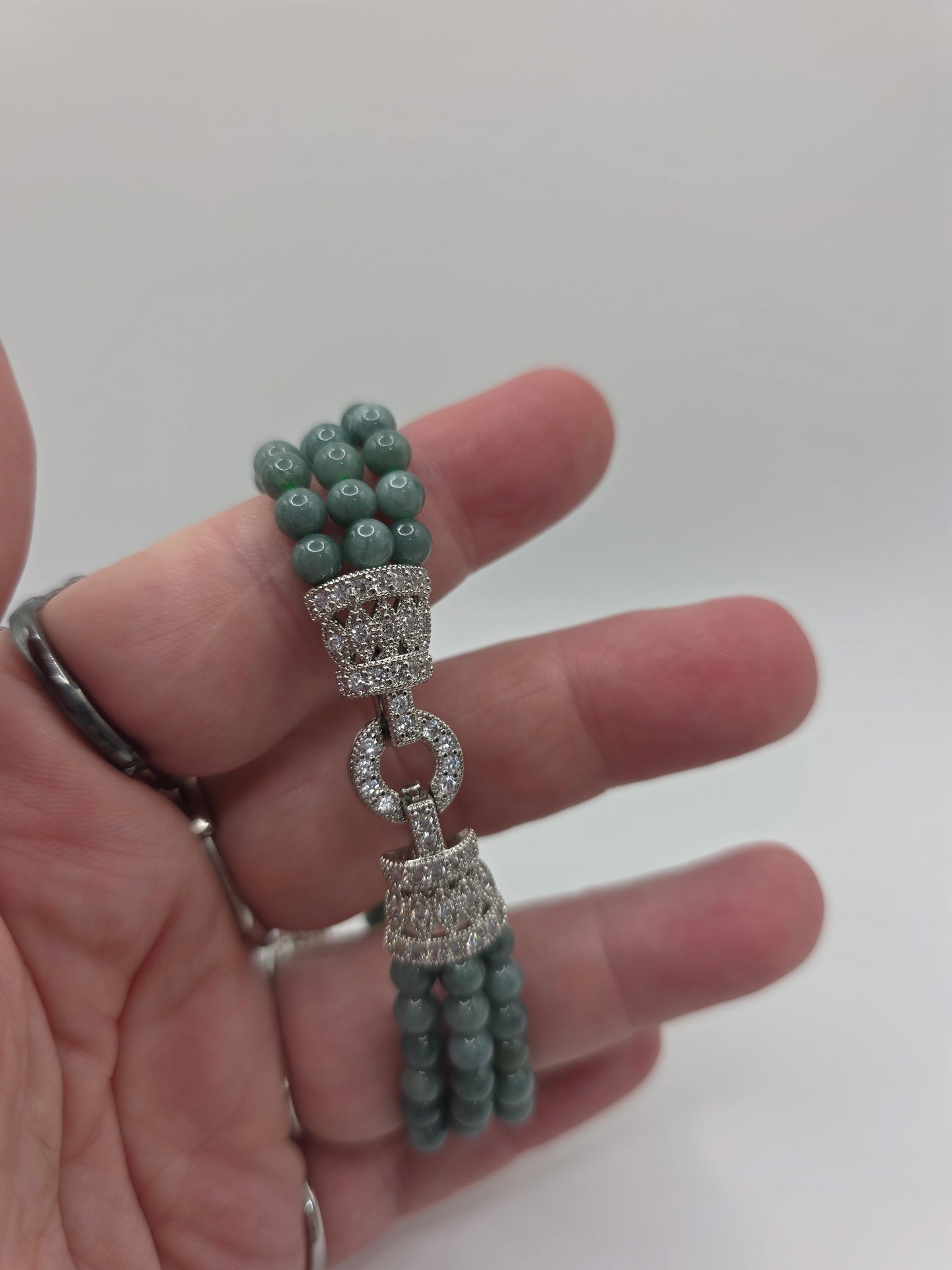 ๐ง Blue Water Jade Triple Strand Bracelet โ Ocean Flow (5mm)