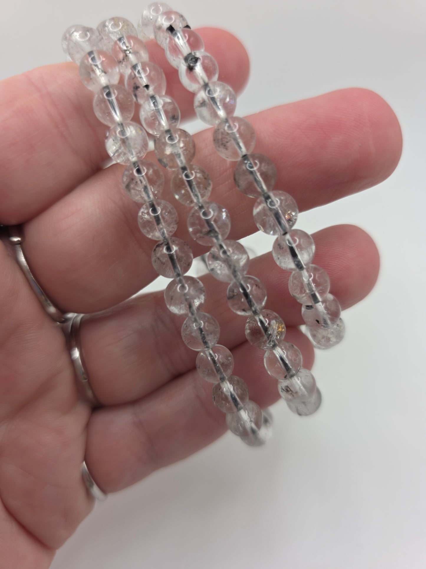 ✨ Herkimer Diamond Triple Wrap – Crystal Clarity (6mm Beads, Multi-Wear)