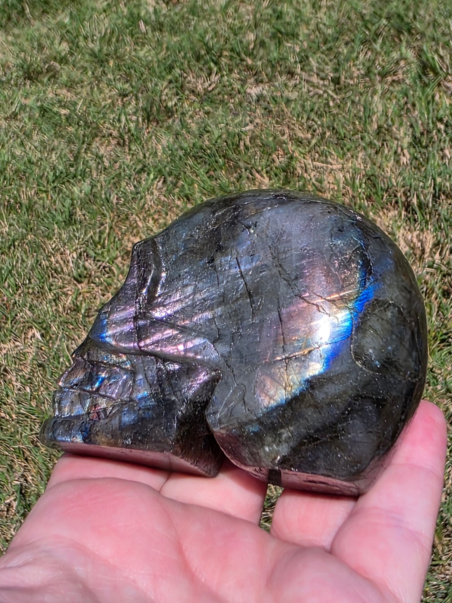 🌌 Labradorite Skull – Aurora’s Guardian (approx. 3 in)