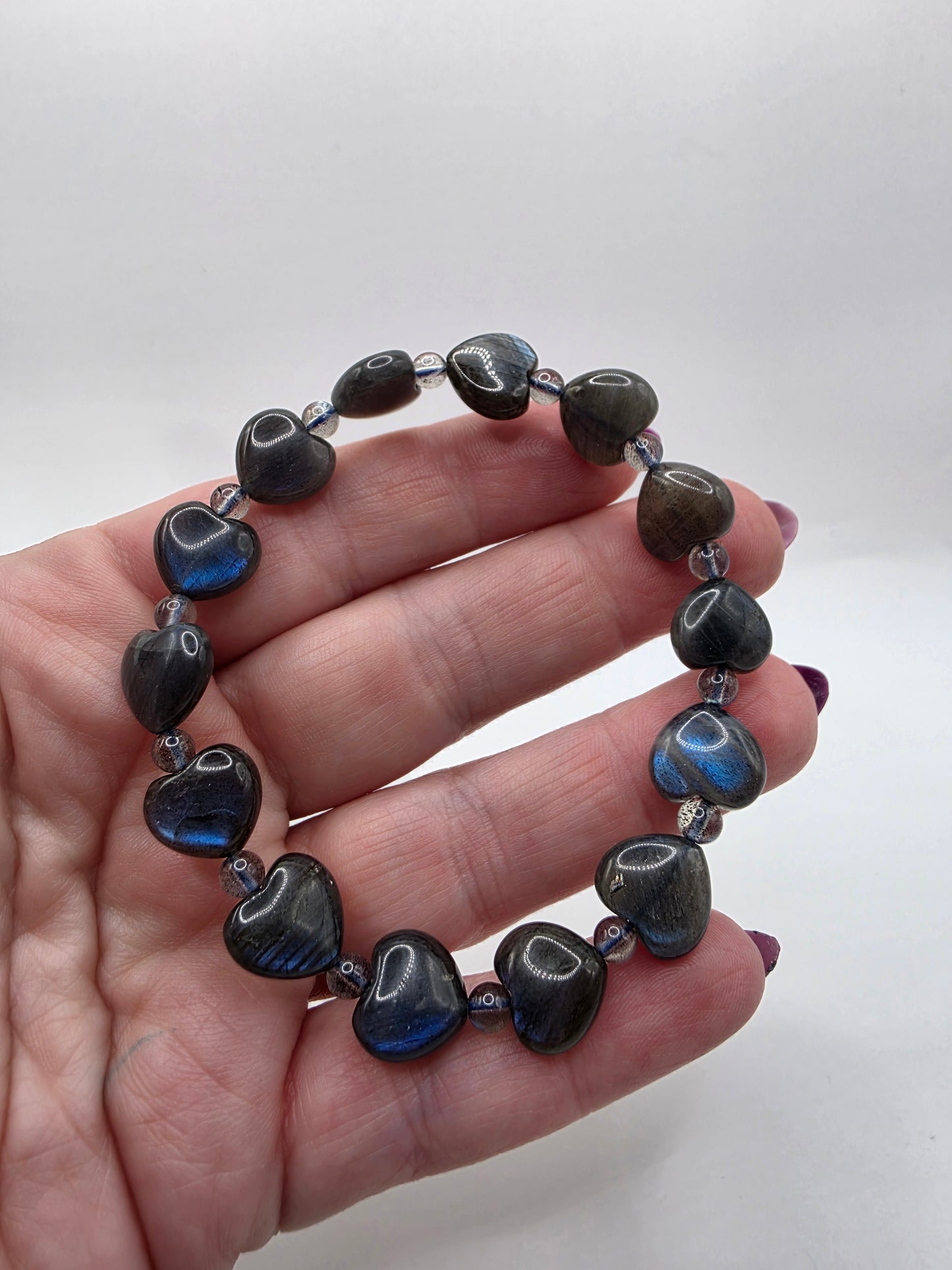 ๐ Labradorite Heart Bracelet โ Celestial Pulse