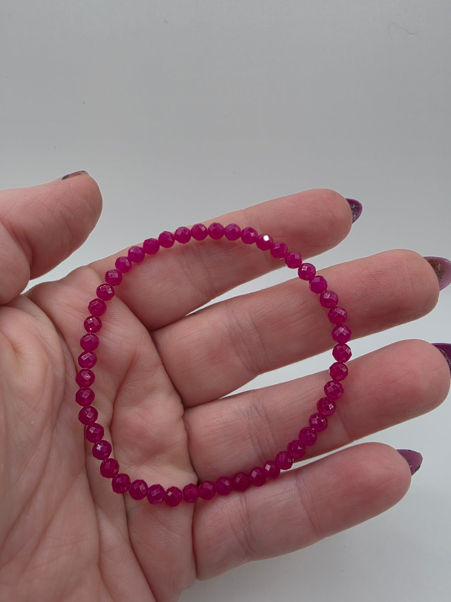 โค๏ธ Faceted Ruby Bracelet โ Heartfire Spark (4mm)