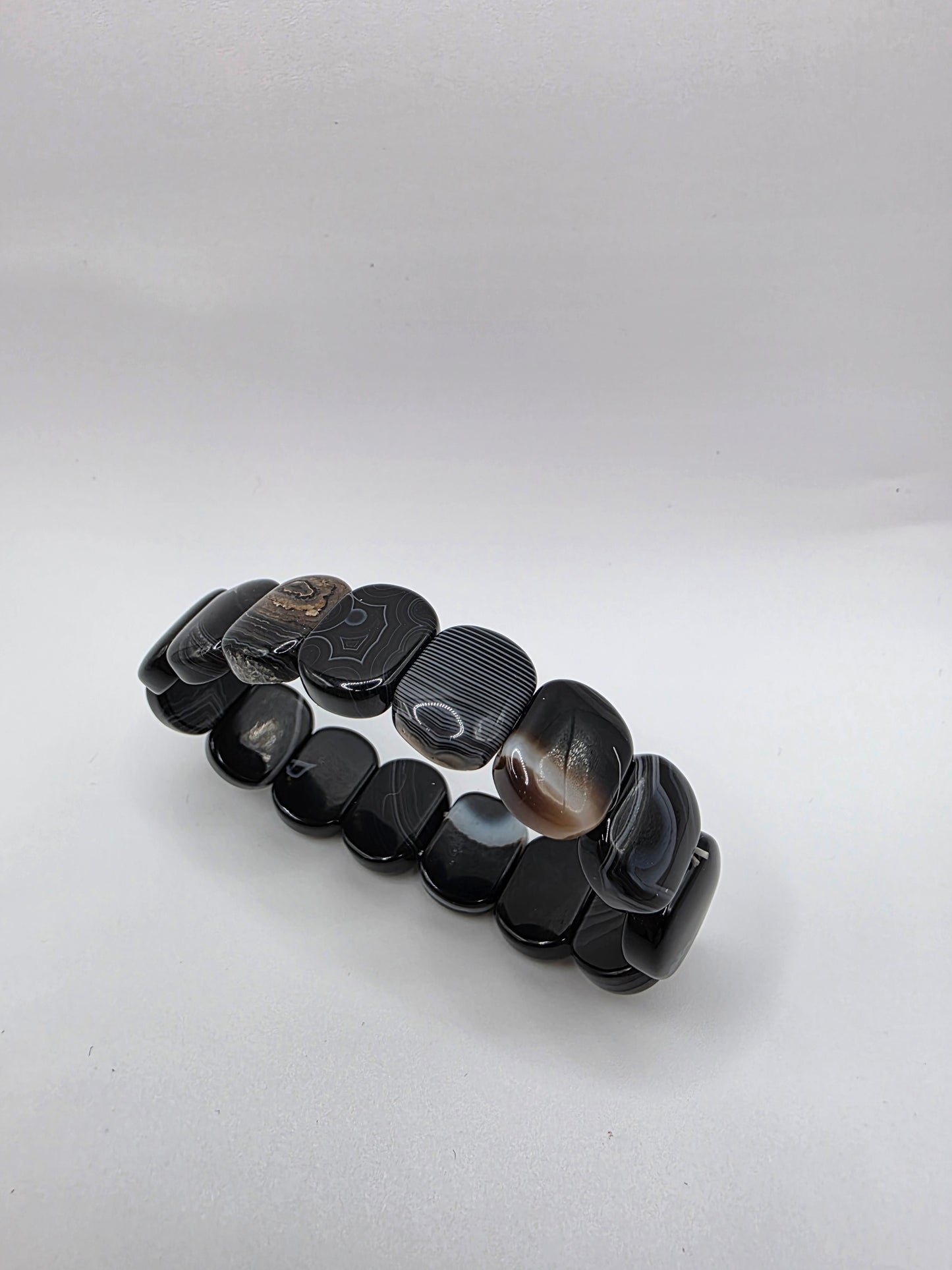 ๐ค Black Agate Soft Bangle Bracelet โ Grounded Power (Soft Bangle)