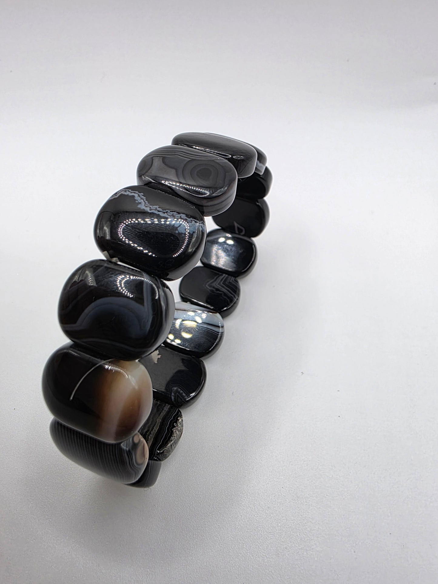 ๐ค Black Agate Soft Bangle Bracelet โ Grounded Power (Soft Bangle)