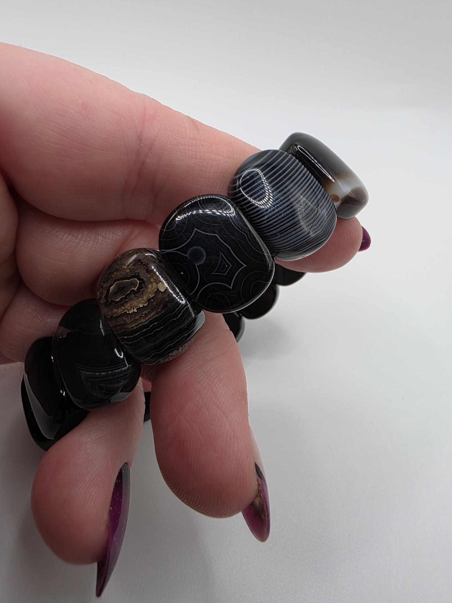 ๐ค Black Agate Soft Bangle Bracelet โ Grounded Power (Soft Bangle)