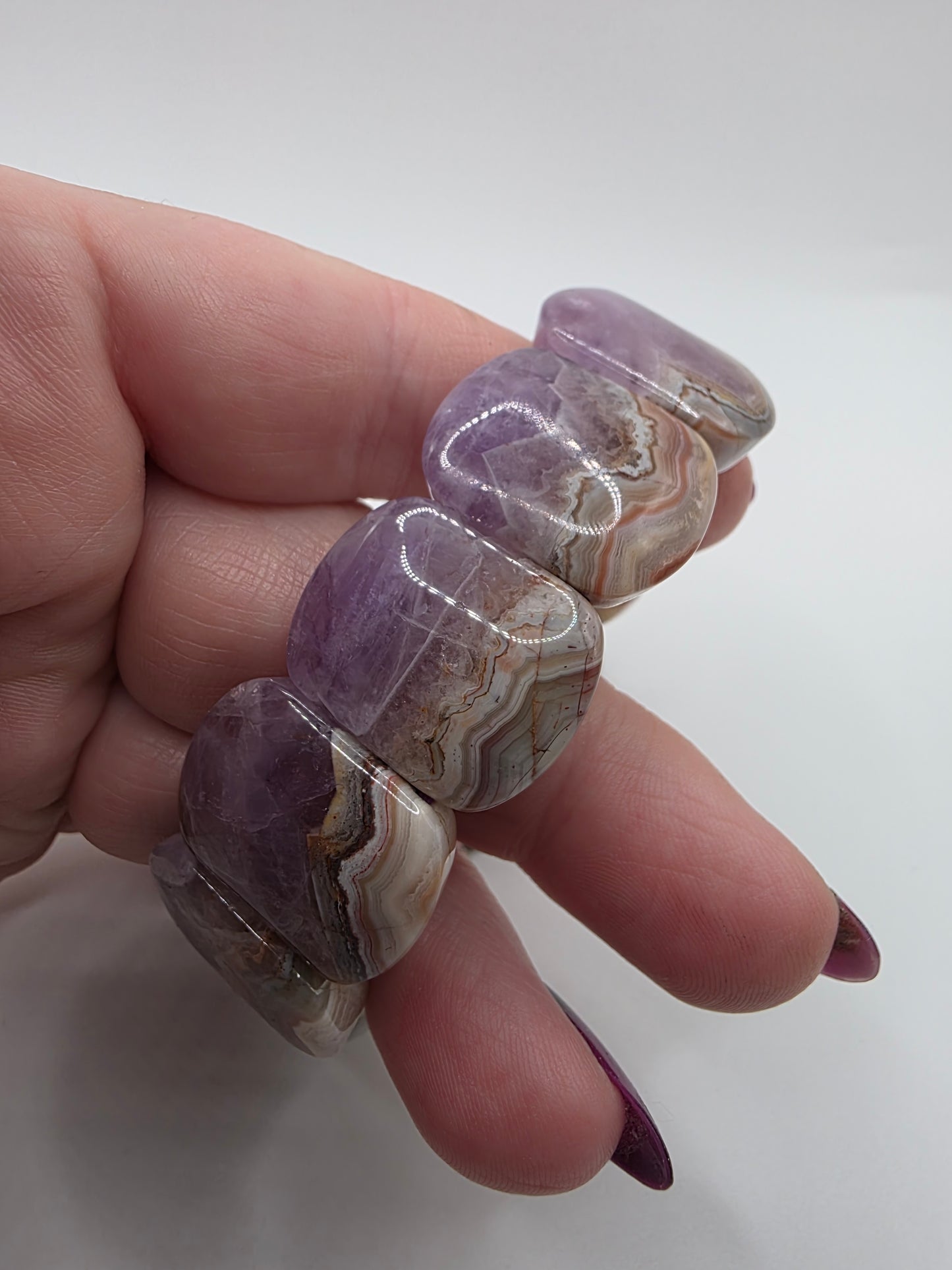 ๐ Amethyst x Mexican Crazy Lace Bracelet โ Celestial Swirl (Soft Bangle)