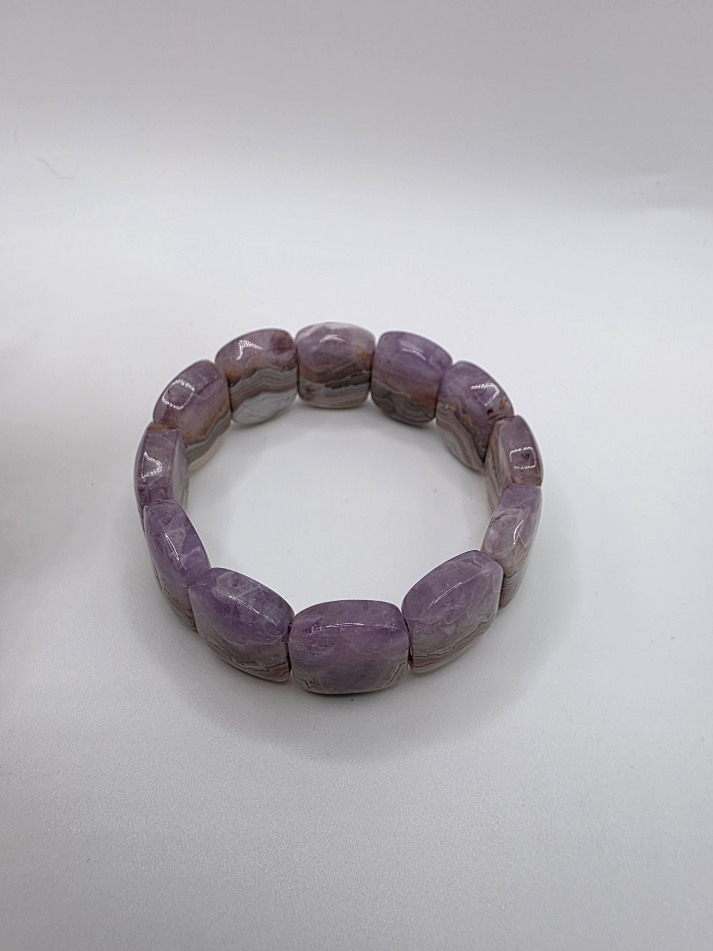 ๐ Amethyst x Mexican Crazy Lace Bracelet โ Celestial Swirl (Soft Bangle)