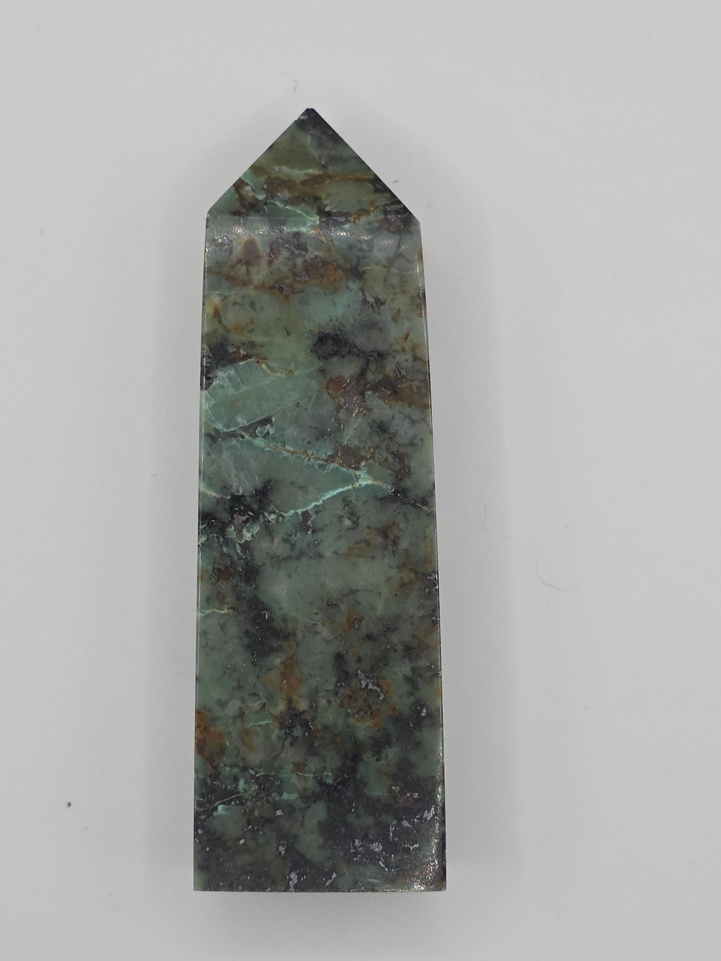 ⚡ Chrysacolla Diorite Tower — Earthly Harmony (3.5")