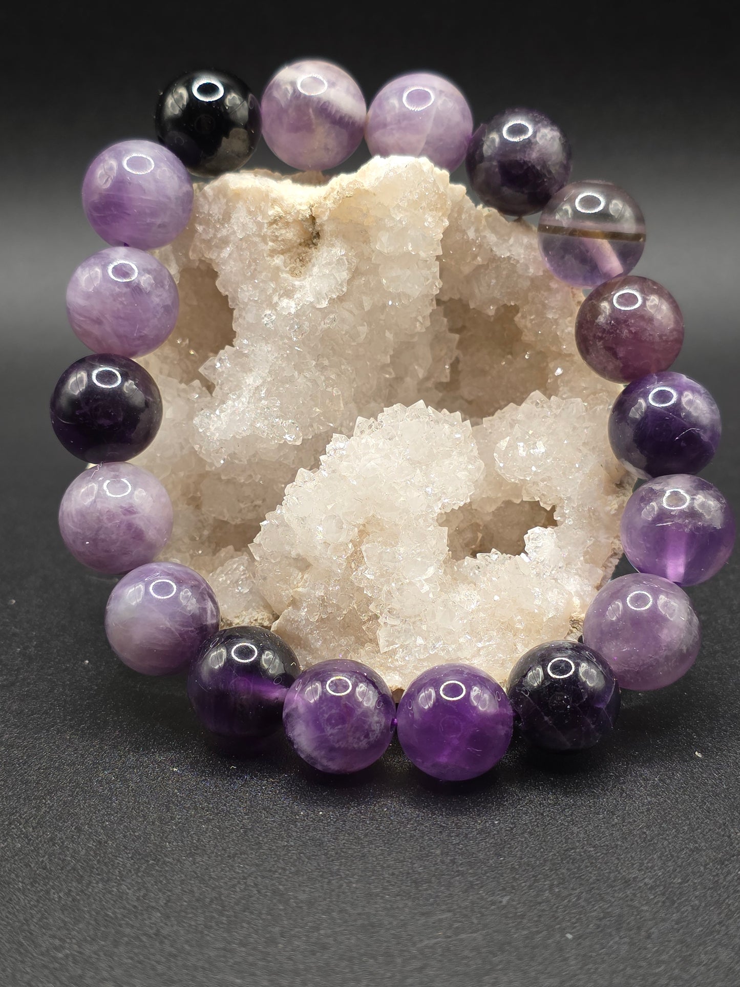 ๐ Amethyst Large Beads Bracelet โ Intuition & Calm (12mm)