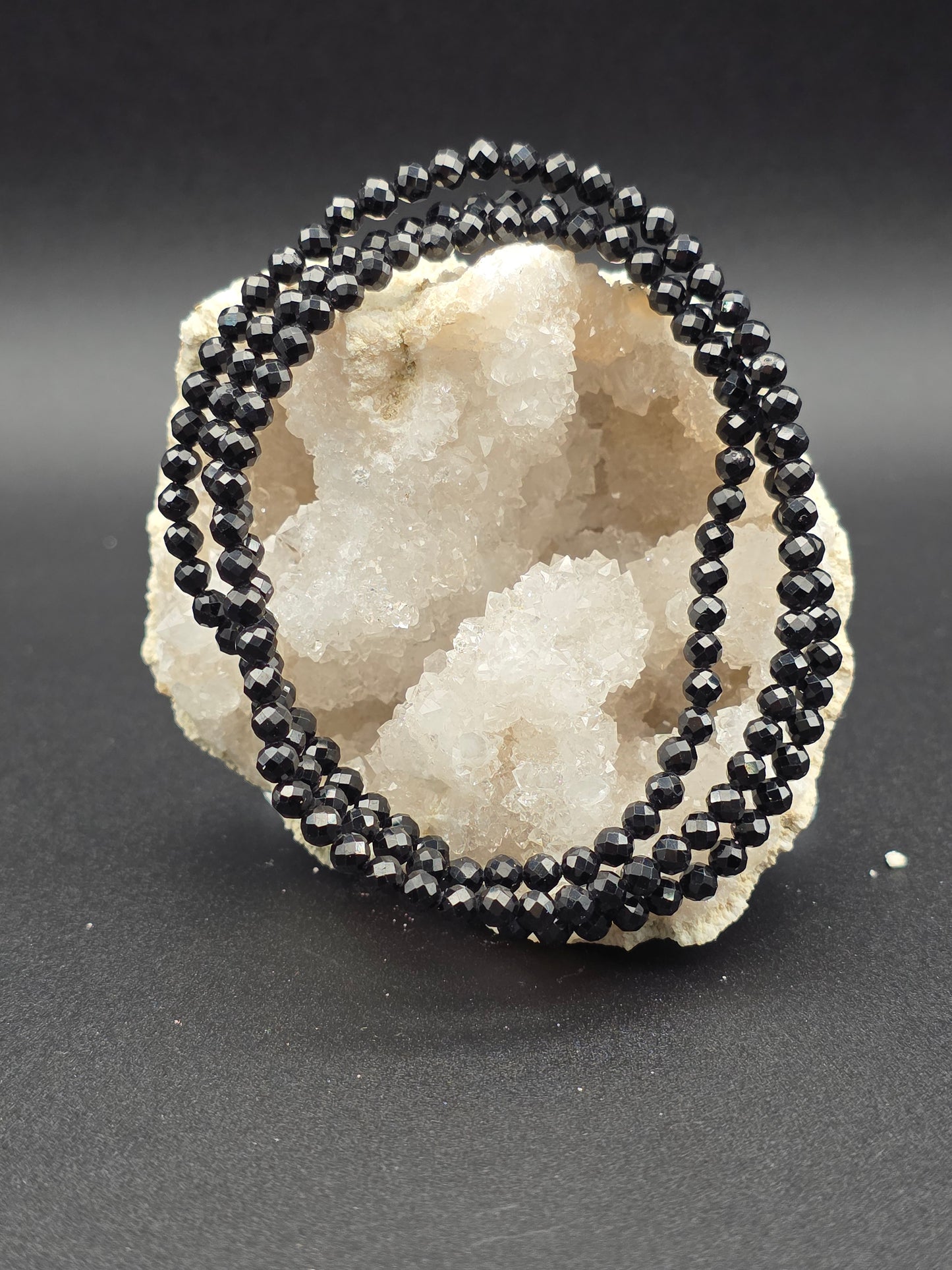 ๐ Black Spinel Triple Wrap Bracelet โ Radiant Shield (6mm)