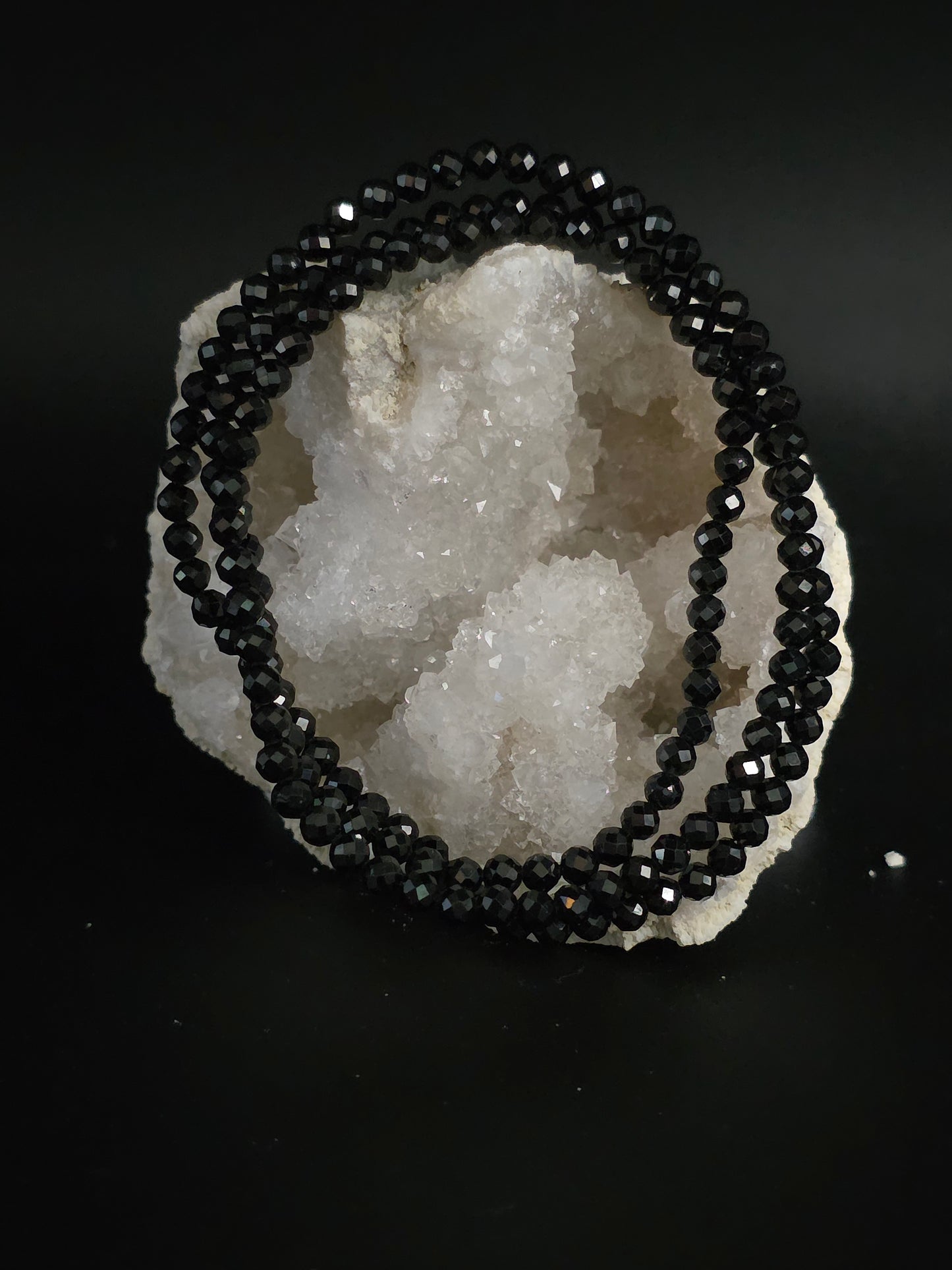 ๐ Black Spinel Triple Wrap Bracelet โ Radiant Shield (6mm)