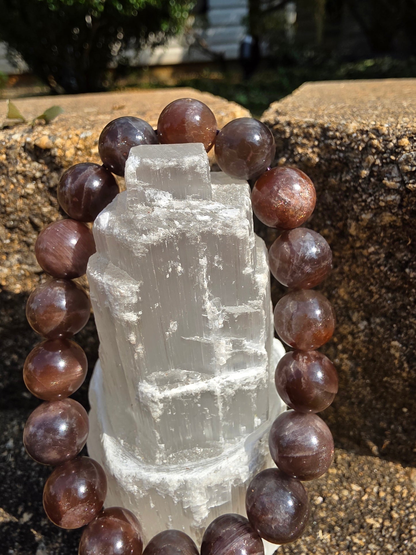 ๐ Black Sunstone Bracelet โ Shadow & Shine in 12mm