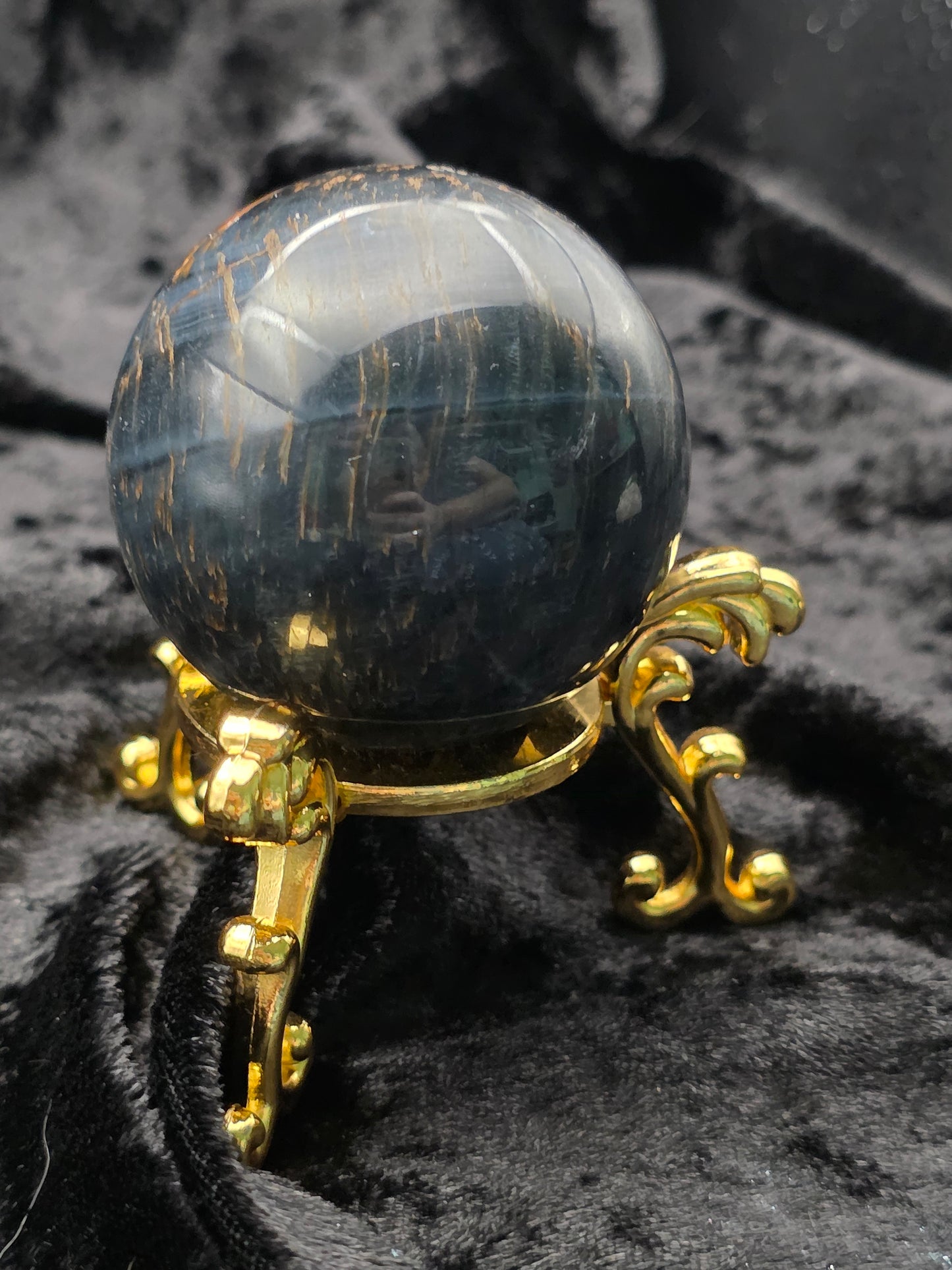👁️ Blue Tiger’s Eye Sphere – Watchful Calm (2.00 in)