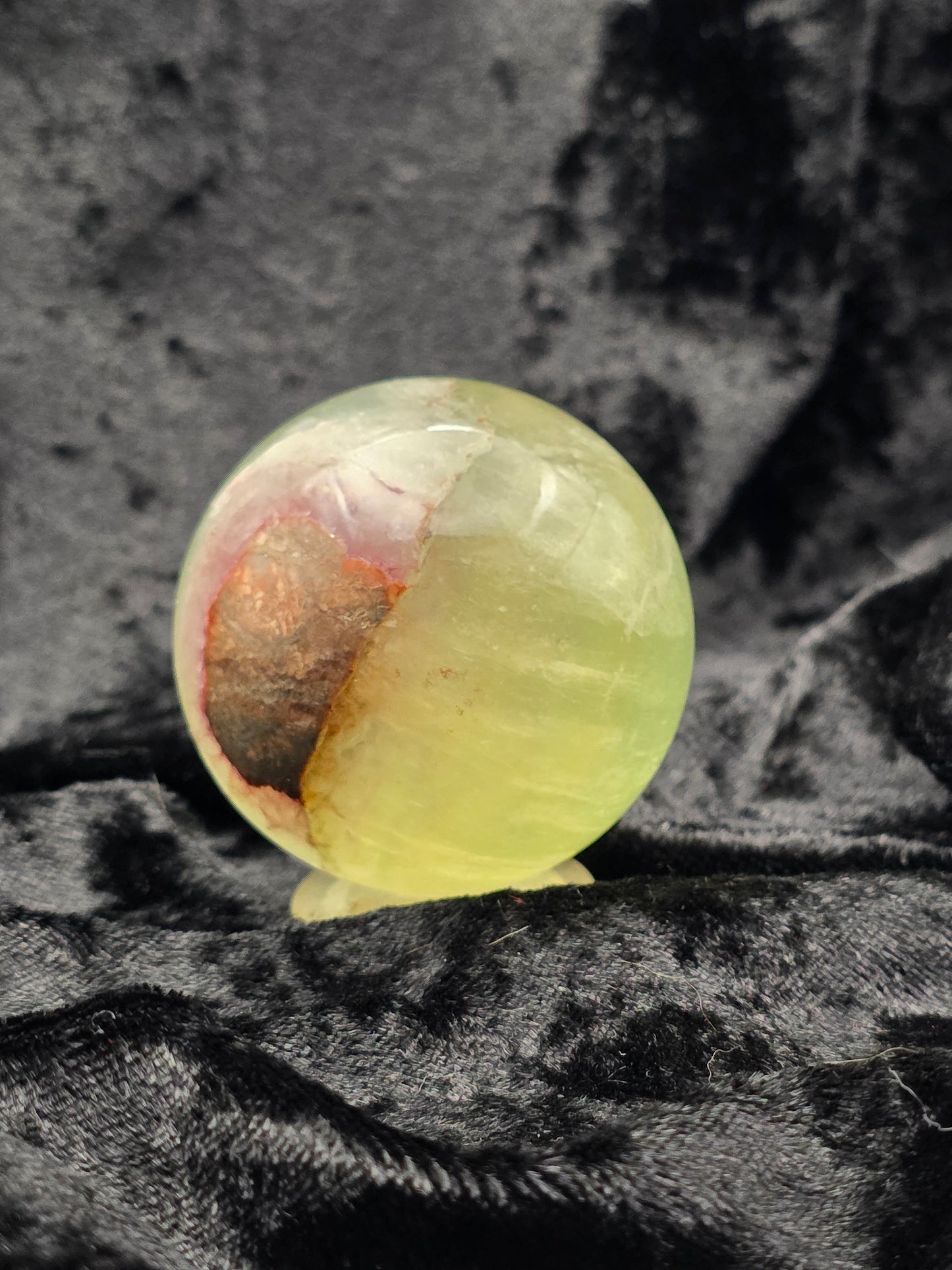 ๐ธ๐ Phantom Fluorite Sphere โ Garden Glow with Pink Fire (1.95 in, 203 g)