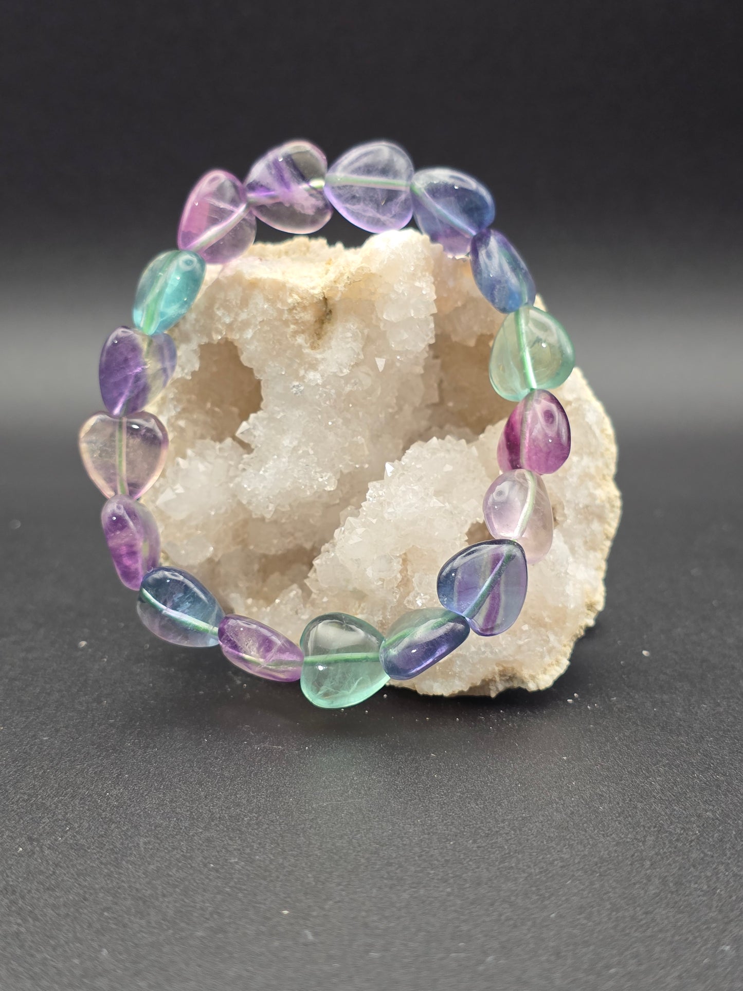 ๐ Rainbow Fluorite Heart Bracelet โ Clarity in Color (8mm)
