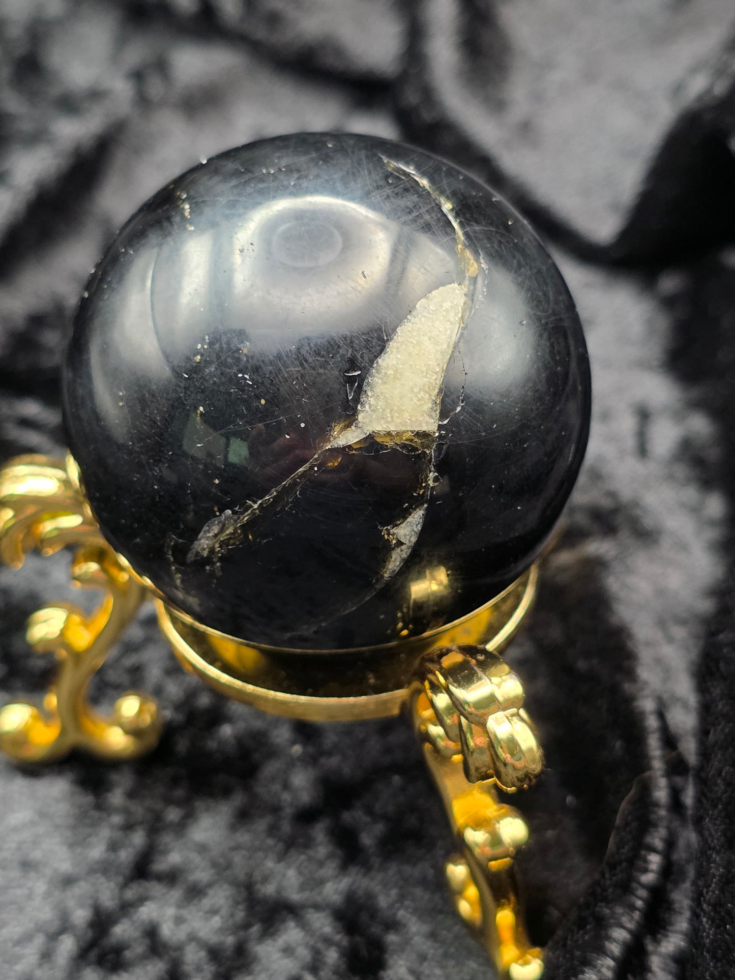 ⚫ Golden Sheen Obsidian Sphere – Power & Protection (2.27 in)