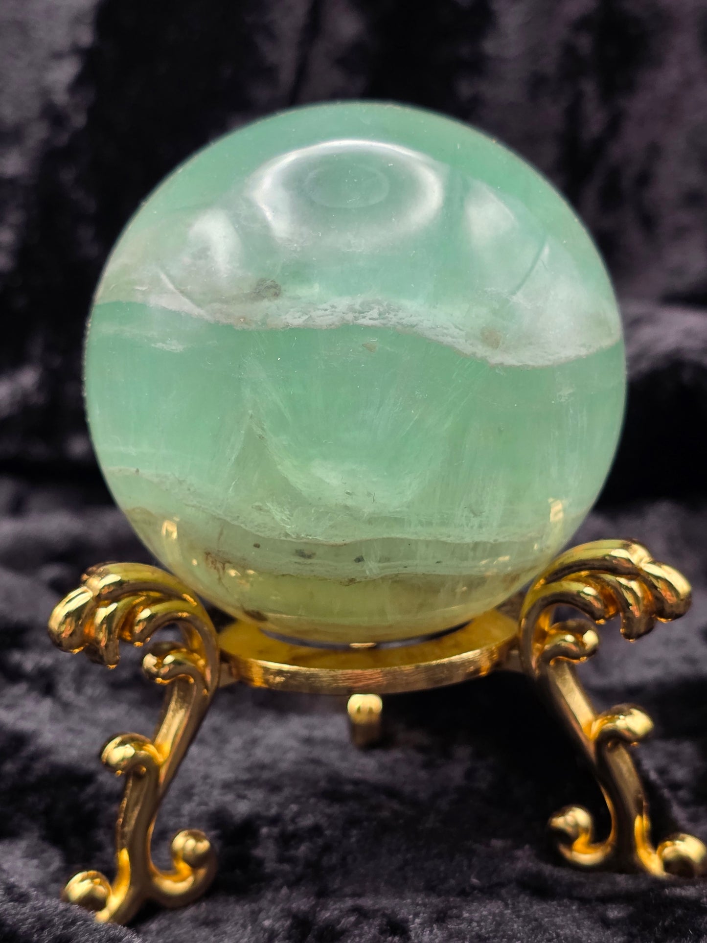 ๐ Green Fluorite Sphere โ Fresh Clarity (2.47 in)