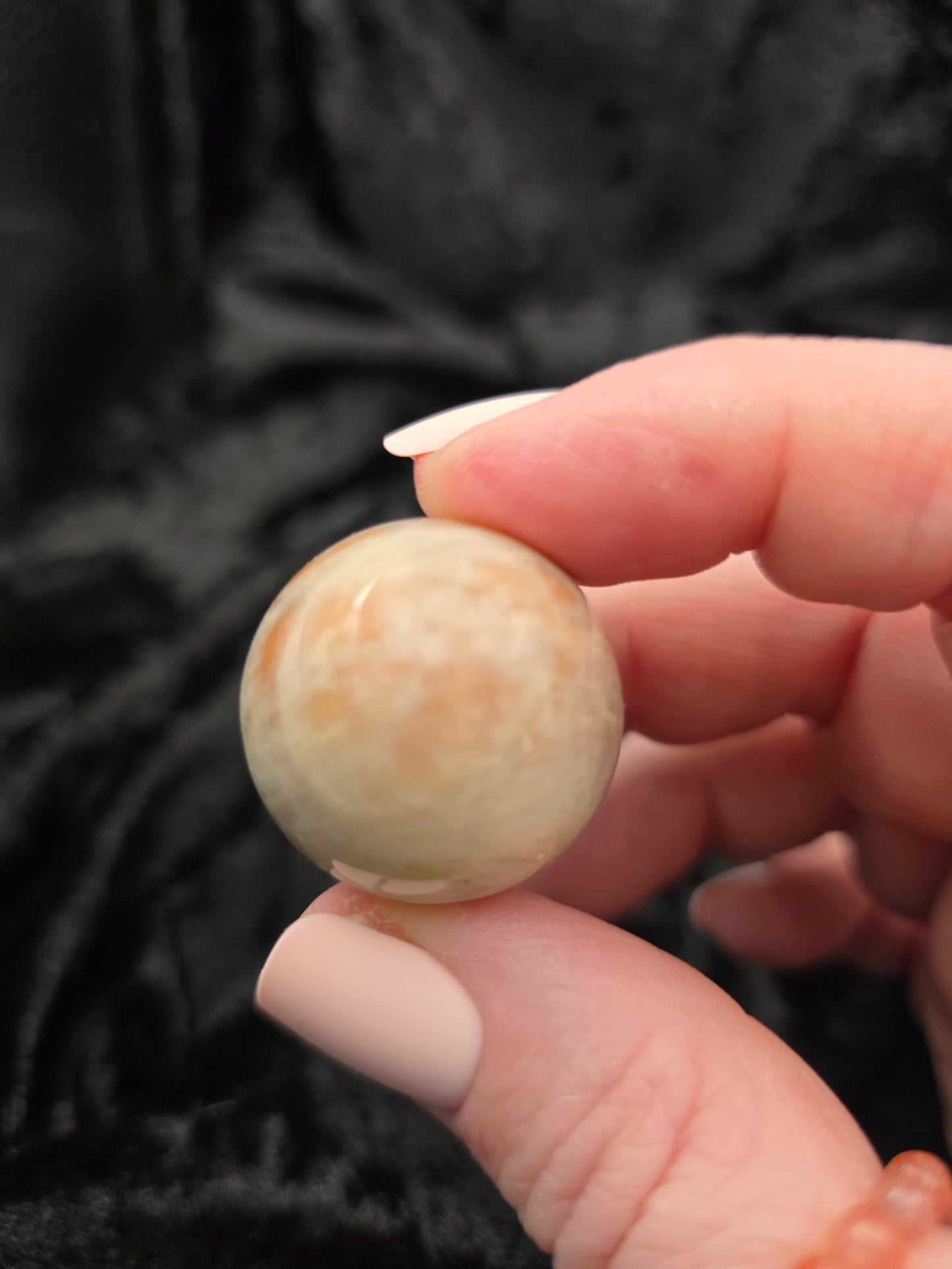 ๐ Moonstone Sphere โ Tiny Lunar Glow (1.05 in, 27 g)