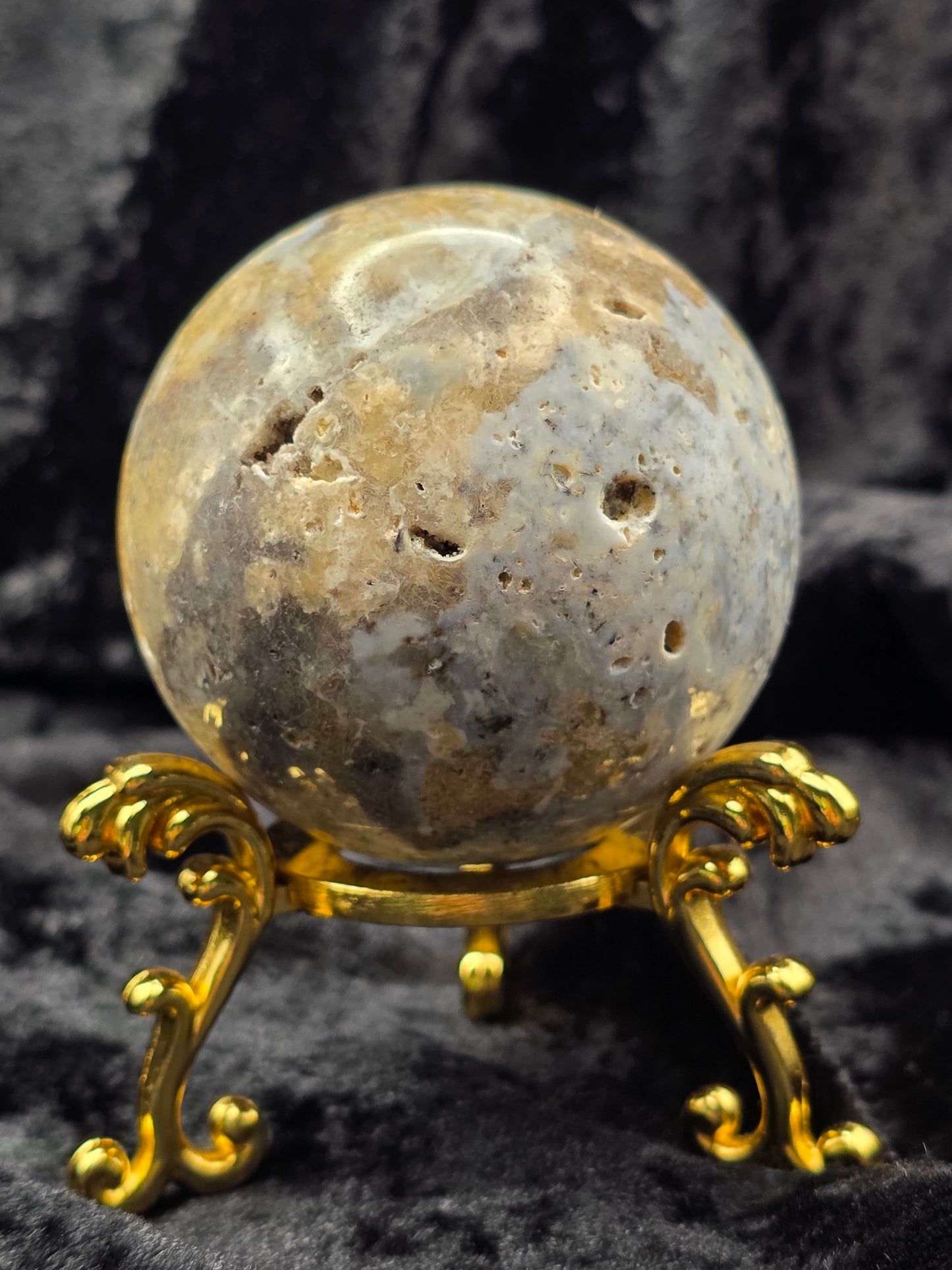 ๐ Ocean Jasper Sphere โ Waves of Joy (2.41 in, 290 g)