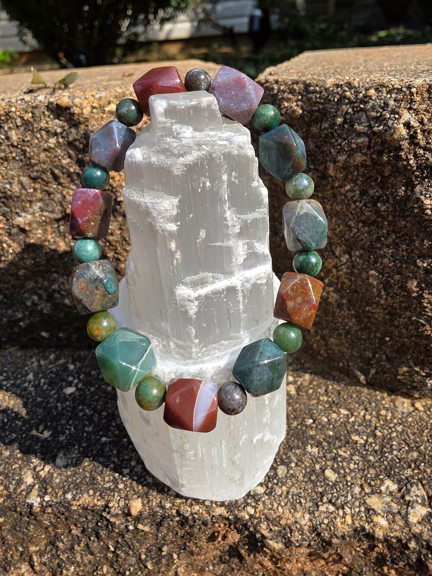 ๐ Ocean Jasper Bracelet โ Tidal Calm in 12mm (Baroque Oval)