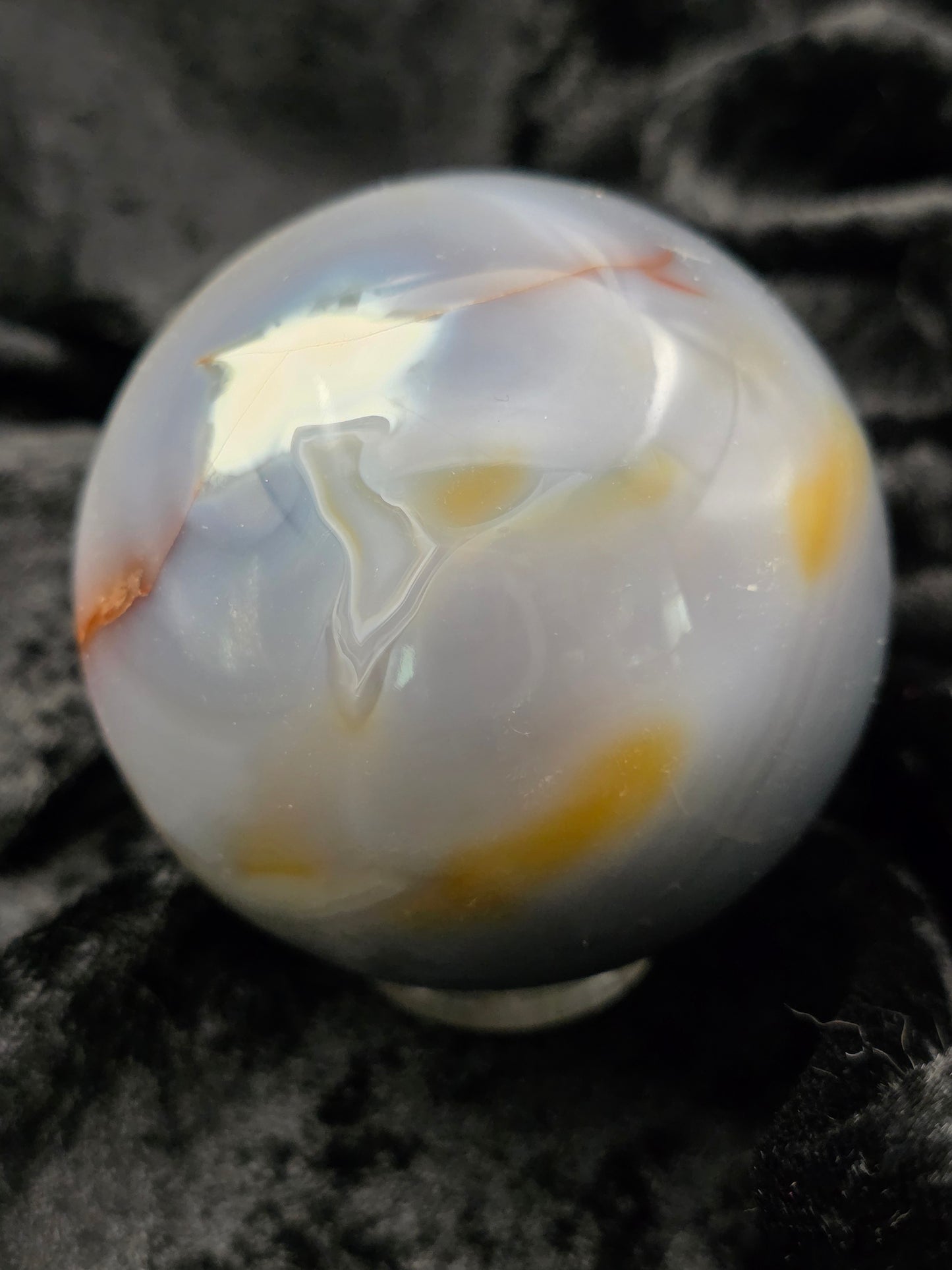 ๐ Orca Agate Sphere โ Deep Sea Strength (2.47 in, 428 g)