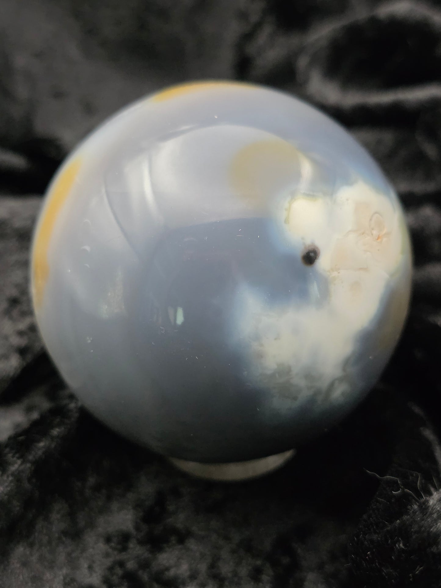 ๐ Orca Agate Sphere โ Deep Sea Strength (2.47 in, 428 g)
