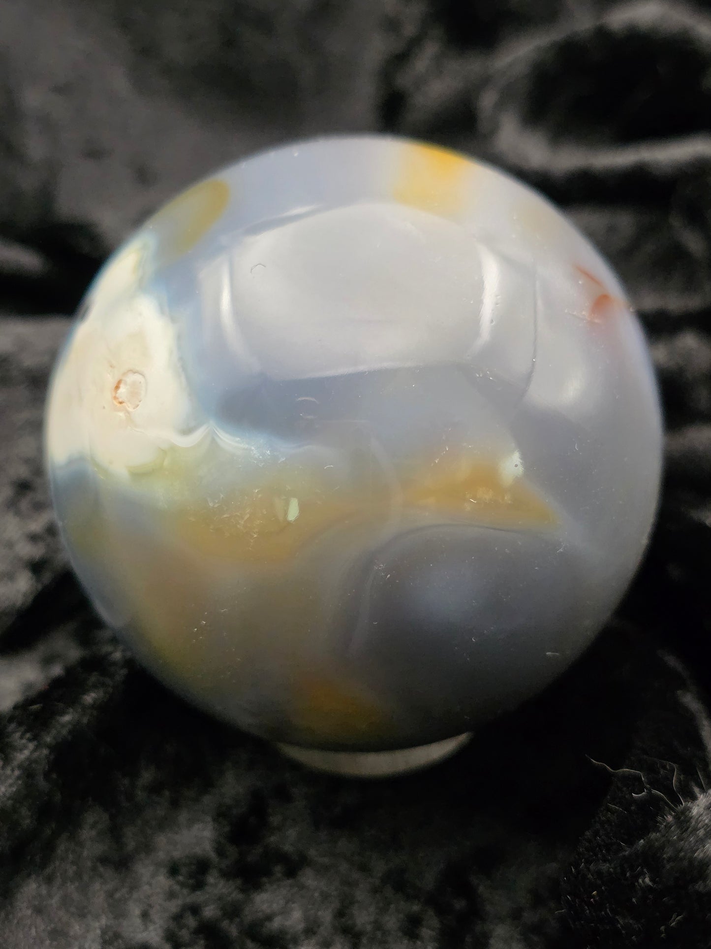๐ Orca Agate Sphere โ Deep Sea Strength (2.47 in, 428 g)