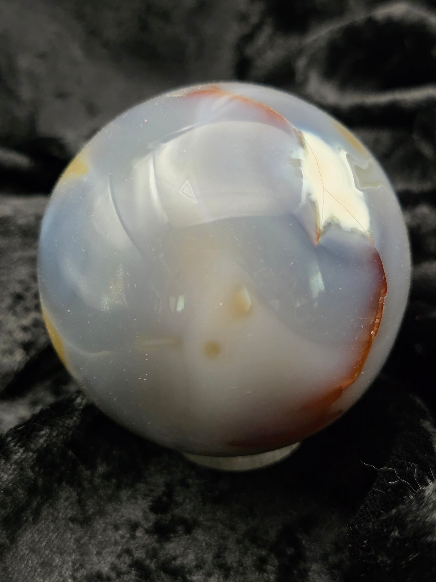 ๐ Orca Agate Sphere โ Deep Sea Strength (2.47 in, 428 g)