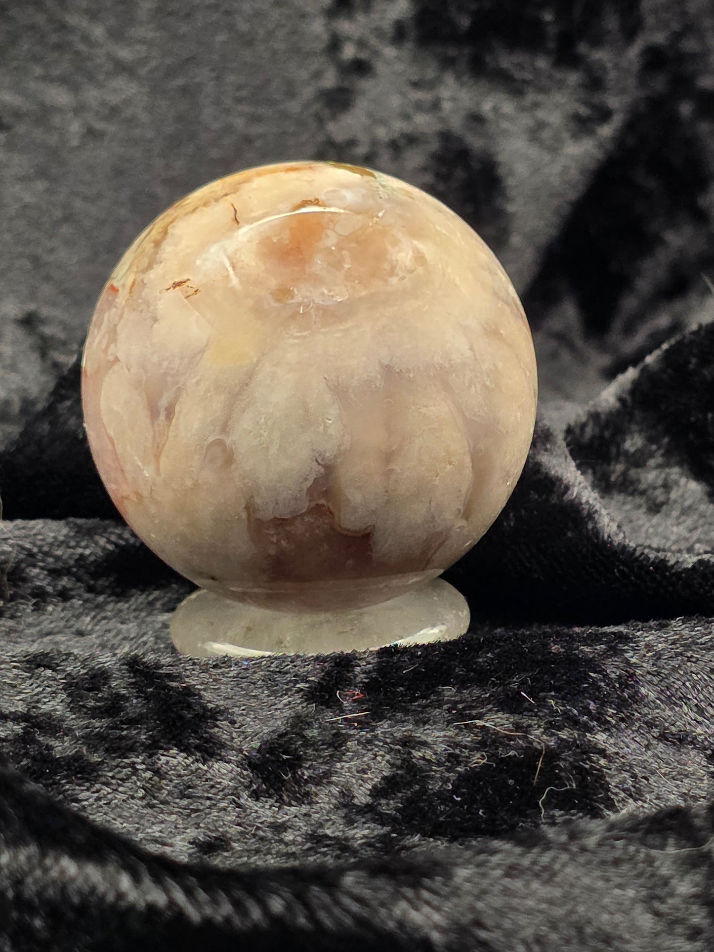 ๐ธ๐ Pink Amethyst x Flower Agate Sphere โ Gentle Bloom (1.74 in, 177 g)