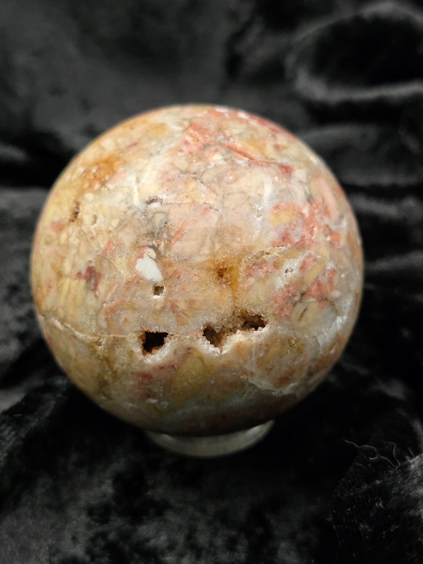 ๐จ Pink Mexican Crazy Lace Agate Sphere โ Joyful Flow (2.48 in, 329 g)