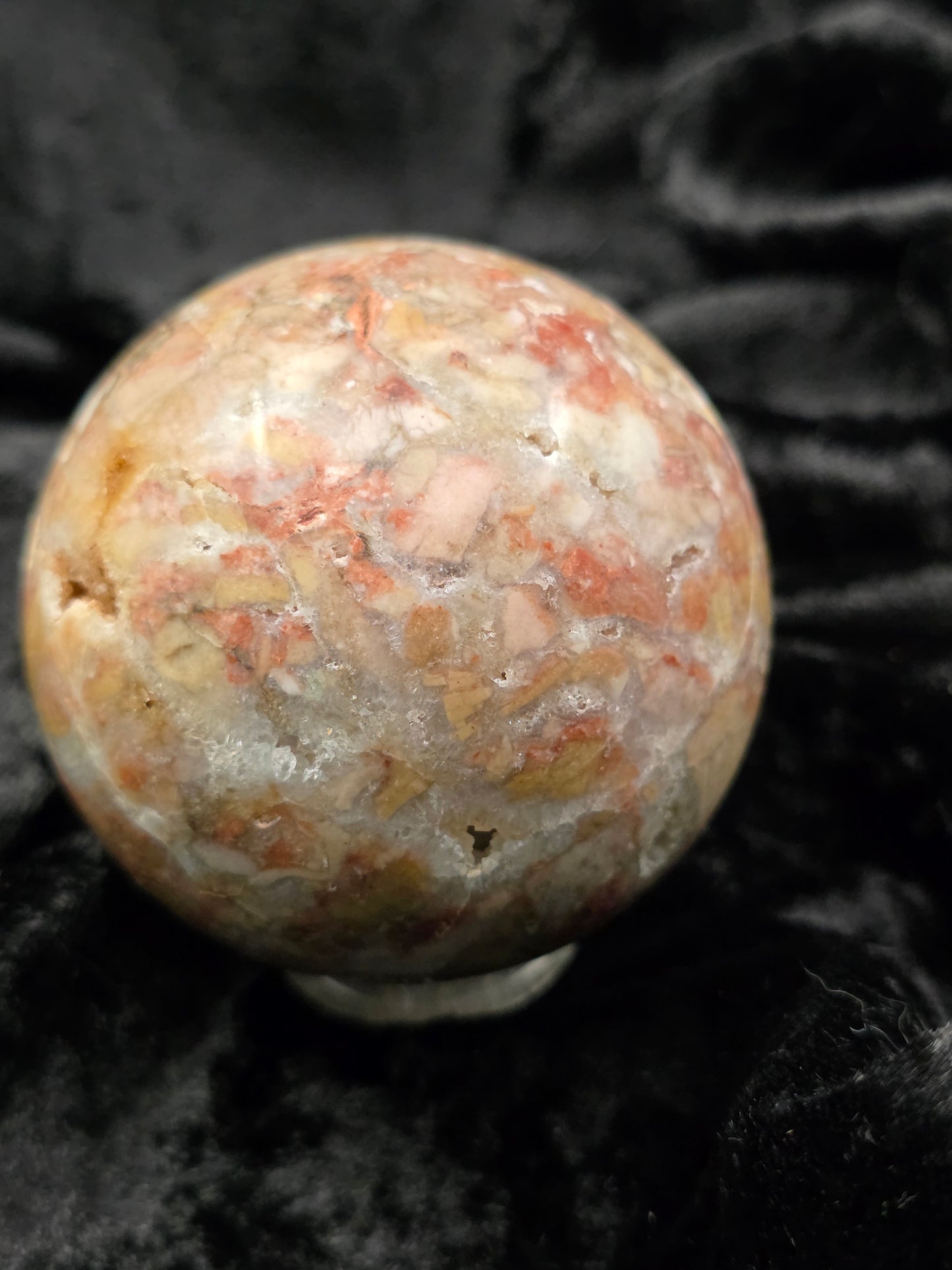 ๐จ Pink Mexican Crazy Lace Agate Sphere โ Joyful Flow (2.48 in, 329 g)