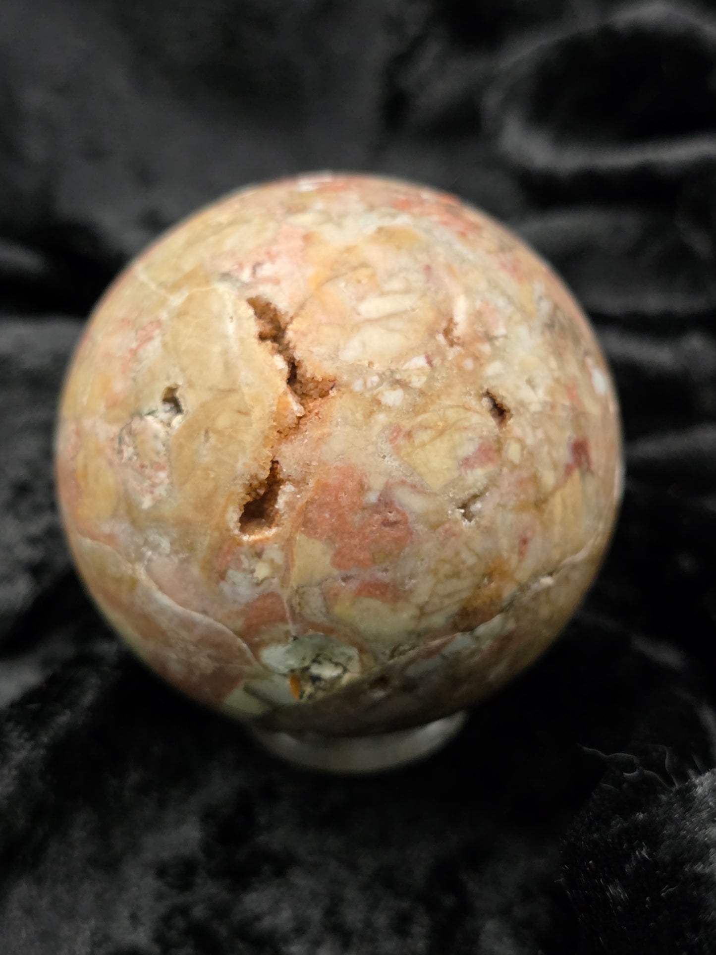 ๐จ Pink Mexican Crazy Lace Agate Sphere โ Joyful Flow (2.48 in, 329 g)