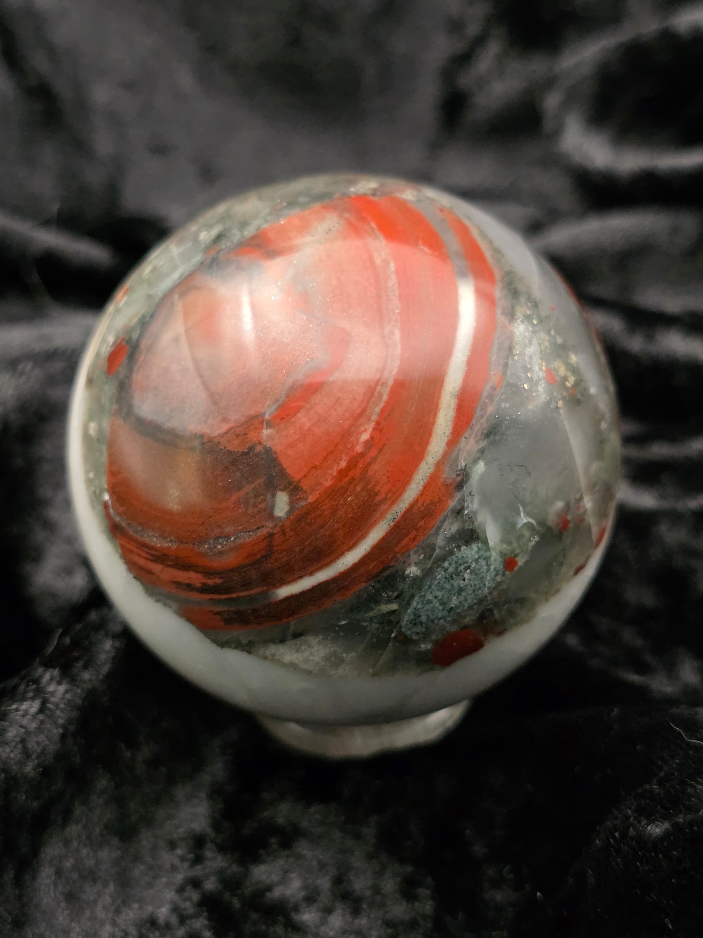 ❤️ African Blood Jasper Sphere – Fierce Beauty (2.49 in, 349 g)