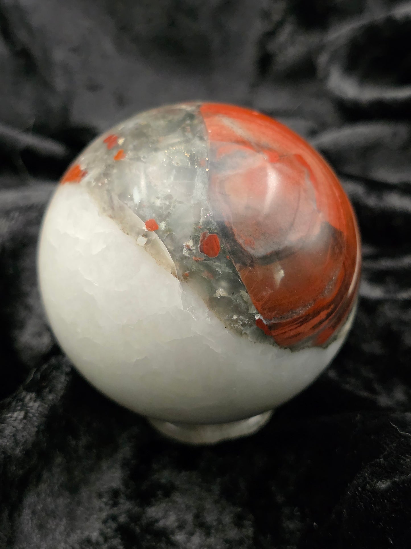 ❤️ African Blood Jasper Sphere – Fierce Beauty (2.49 in, 349 g)