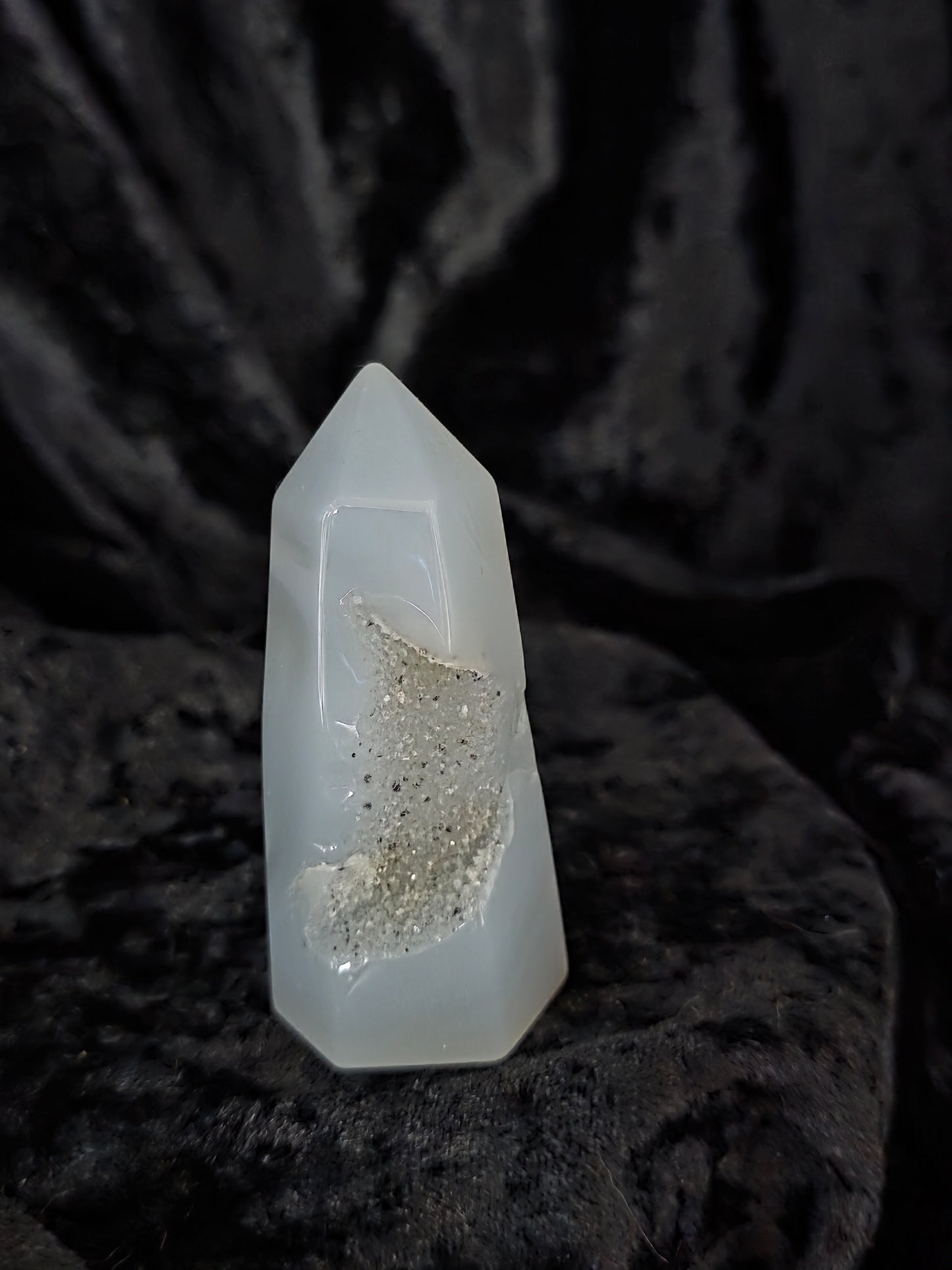 ๐ Blue Lace Agate Tower โ Sparkling Serenity (3 in)