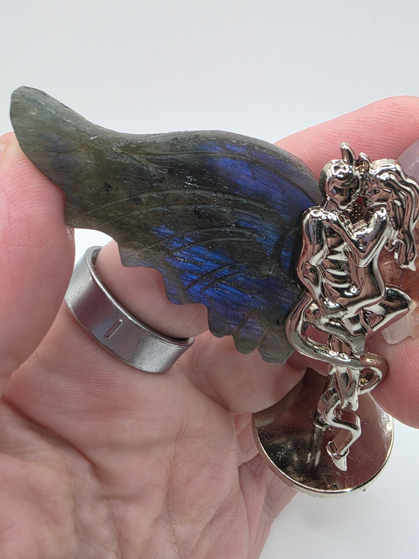 ๐ชฝ Pink Agate & Labradorite Mini Forbidden Love Wings (2.5 in)