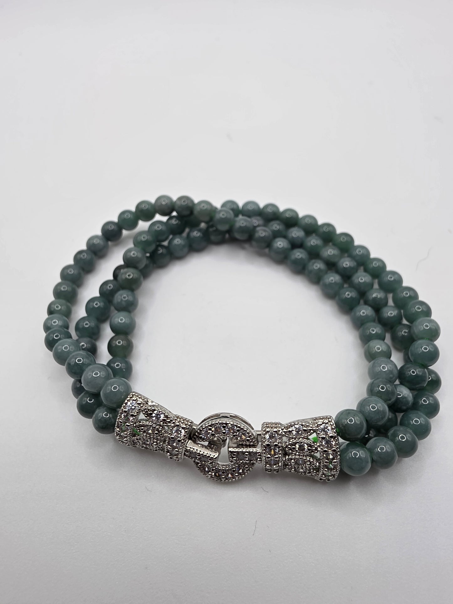 ๐ง Blue Water Jade Triple Strand Bracelet โ Ocean Flow (5mm)