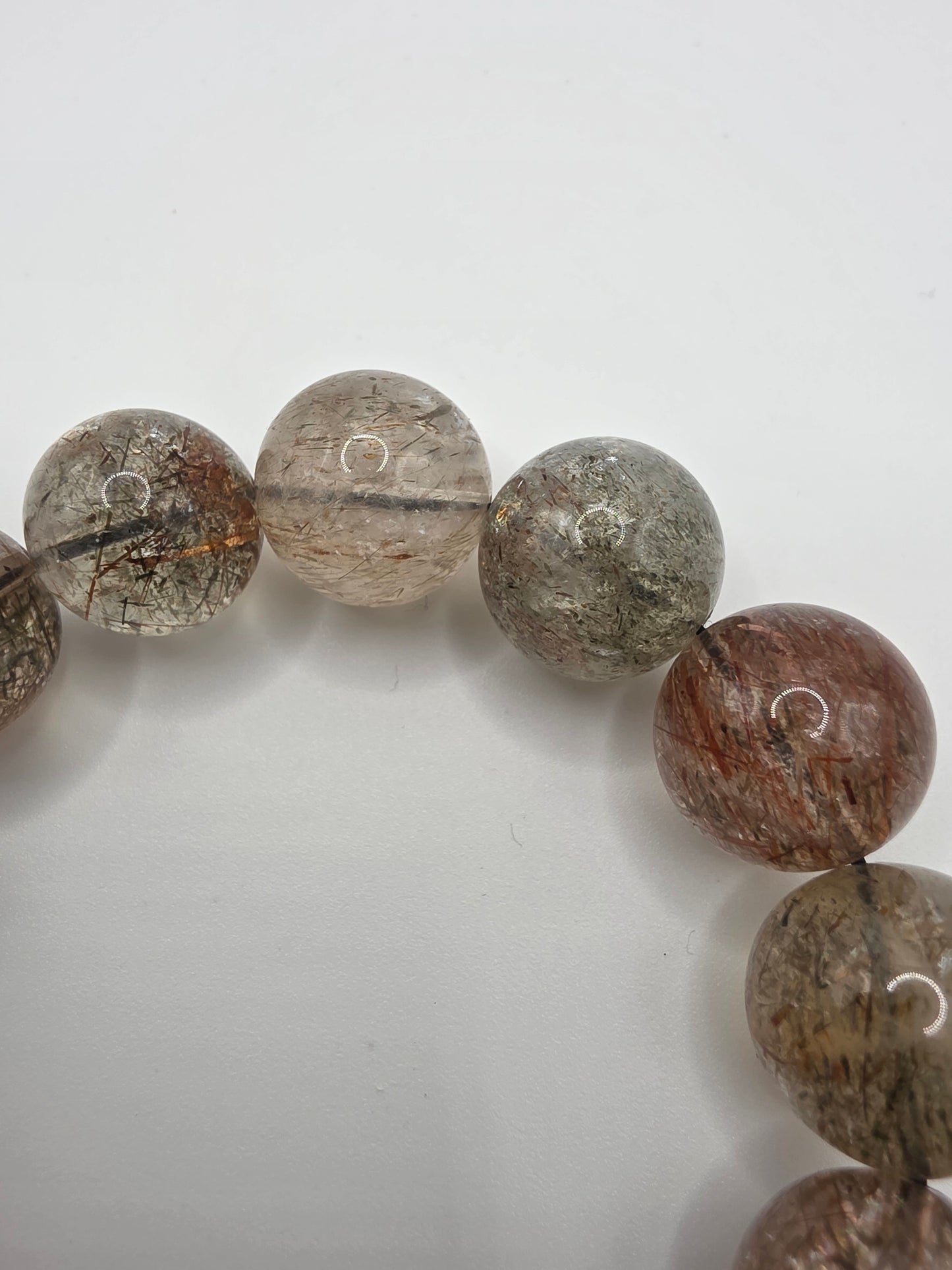 ๐ Green & Red Rutile Quartz Bracelet โ Heartfire Balance (16.5mm)